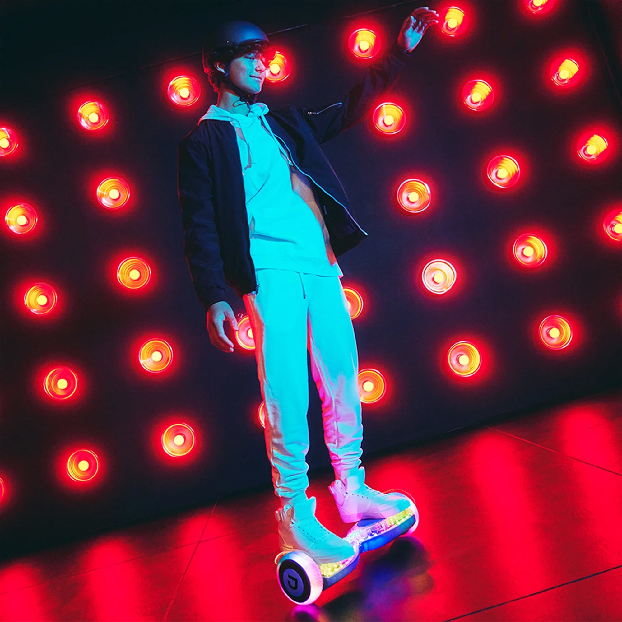 Jetson Pixel Translucent Light-Up Hover board with Bluetooth Speaker, White