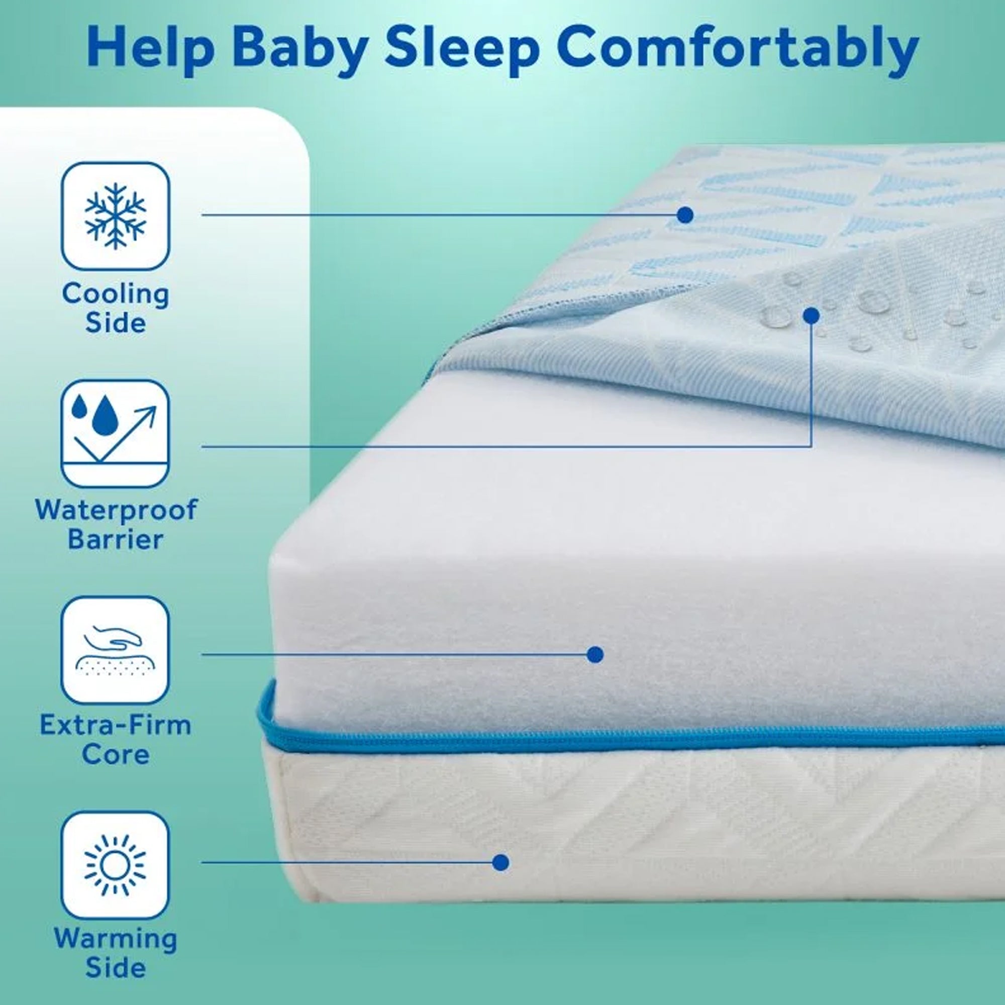 Sealy Baby 2Cool Breathable Cooling Crib Mattress, Reversible 2-Sided Cover