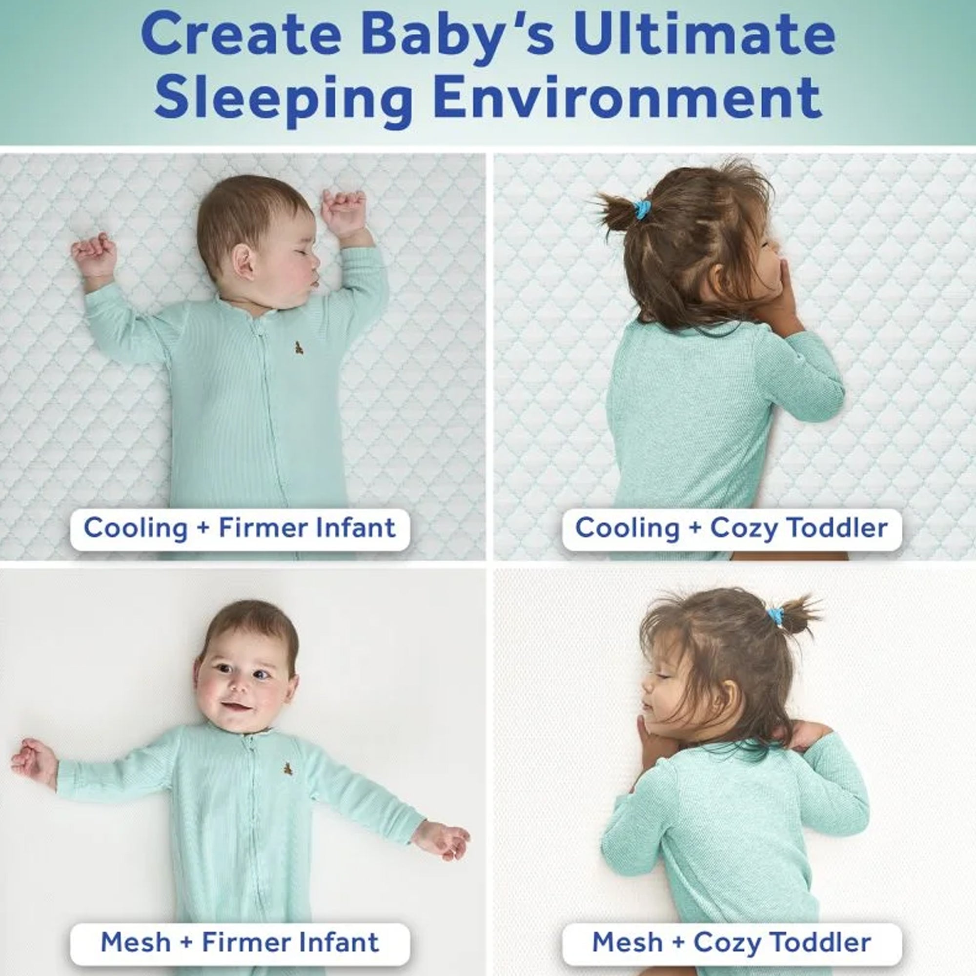 Sealy Baby Cozy Dreams Premier 2-Stage Crib Mattress, Aqua Cooling Clouds