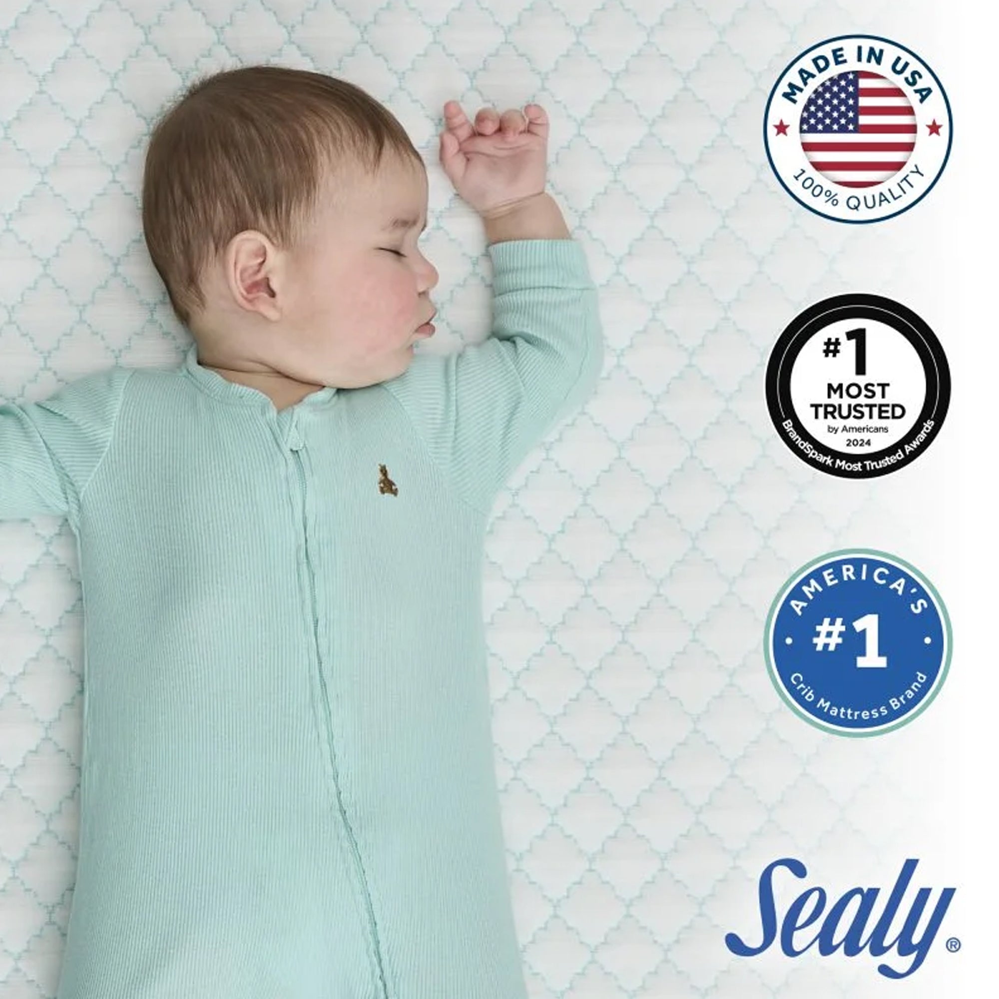 Sealy Baby Cozy Dreams Premier 2-Stage Crib Mattress, Aqua Cooling Clouds