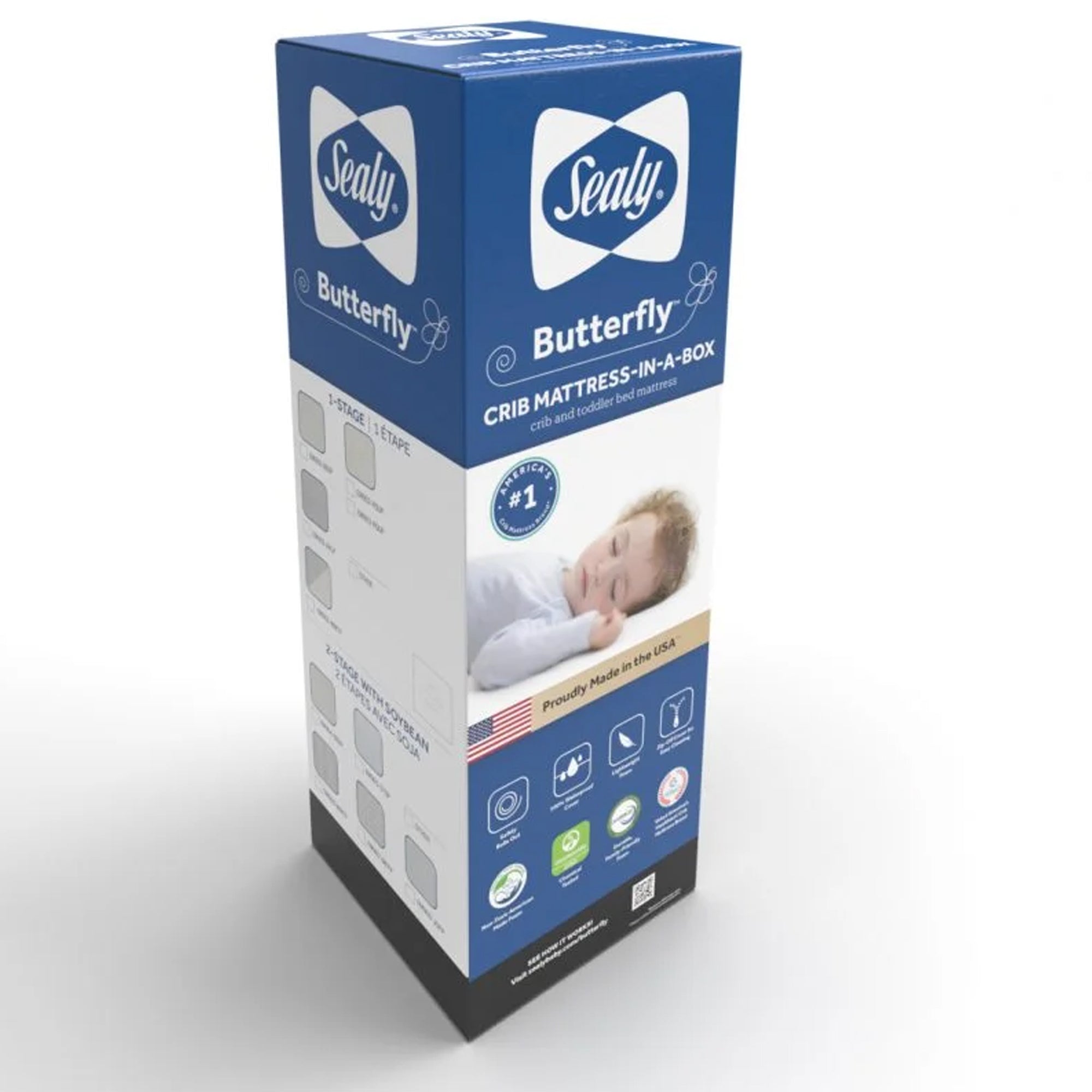 Sealy Baby Infant and Toddler Crib Mattress, Butterfly Knit Foam, 52 x 28 Inch