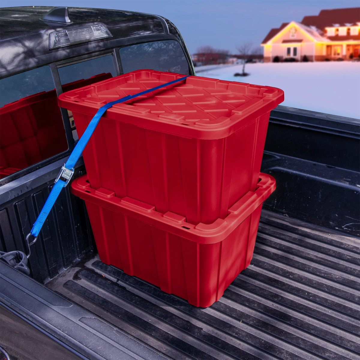 Sterilite 6 Pack 27 Gal Industrial Storage Tote with Snap Fit Lids, Rocket Red
