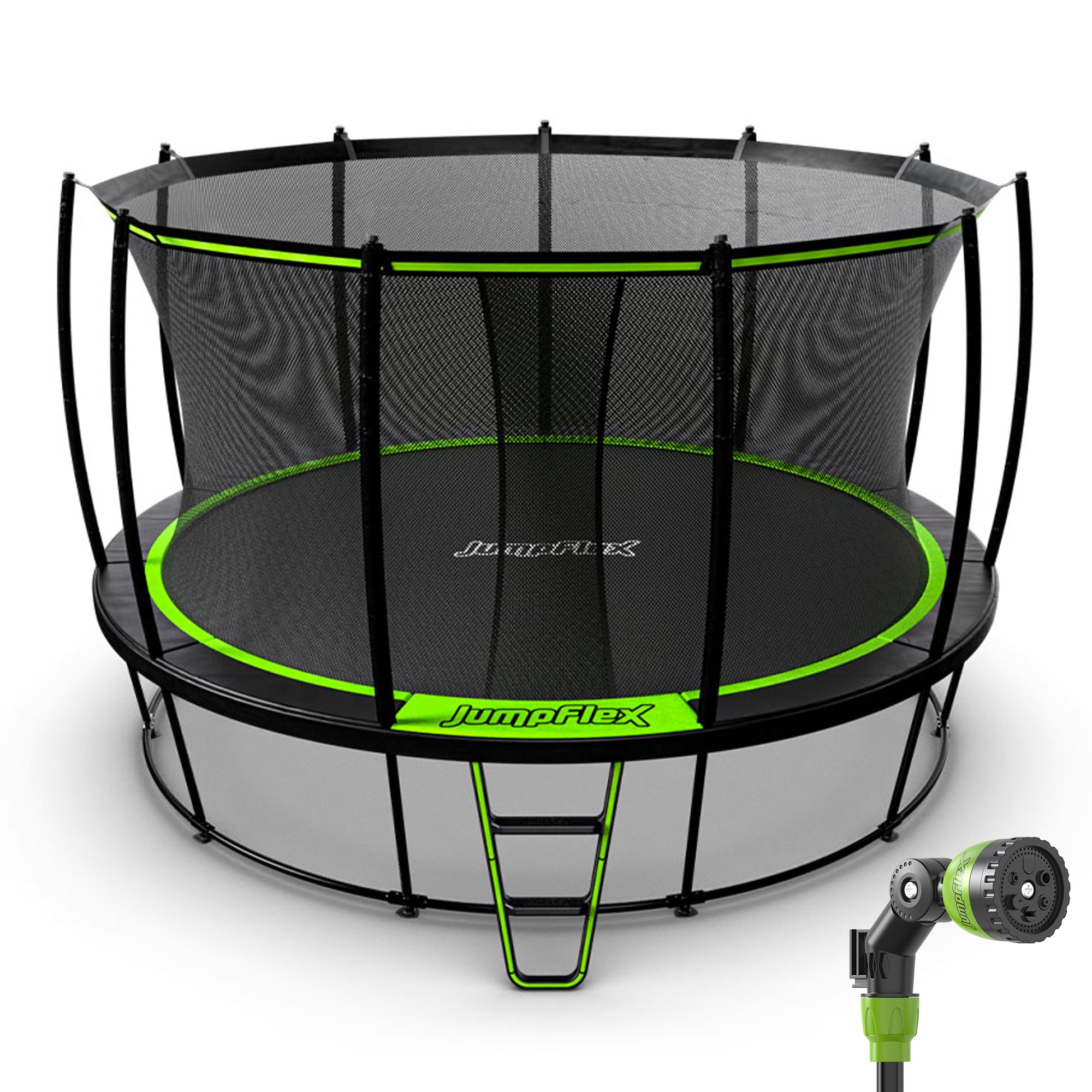 JumpFlex HERO 14' Trampoline Outdoor Set with AquaJet Multi-Spray Sprinkler Hose - VMInnovations