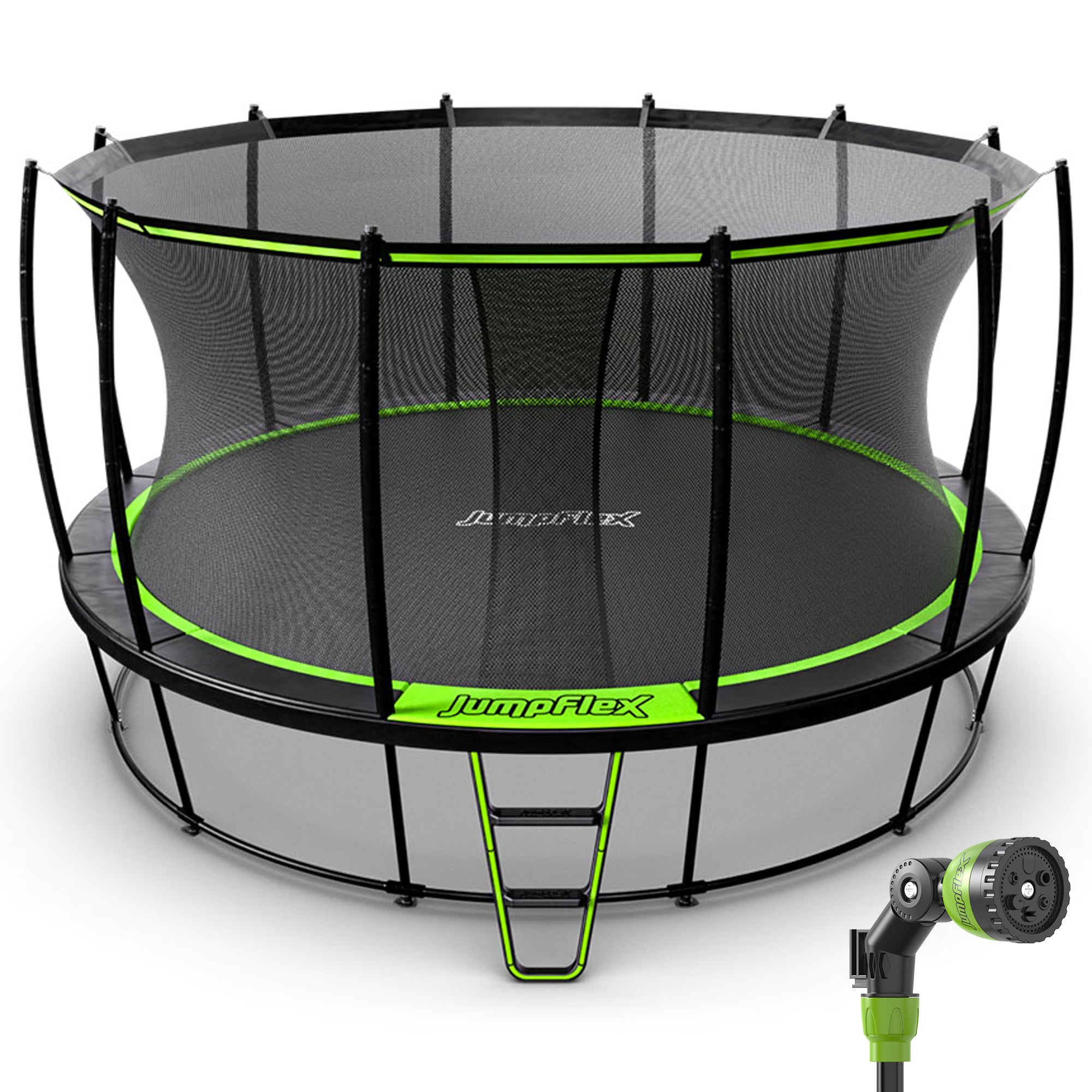 JumpFlex HERO 15' Trampoline Outdoor Set with AquaJet Multi-Spray Sprinkler Hose - VMInnovations