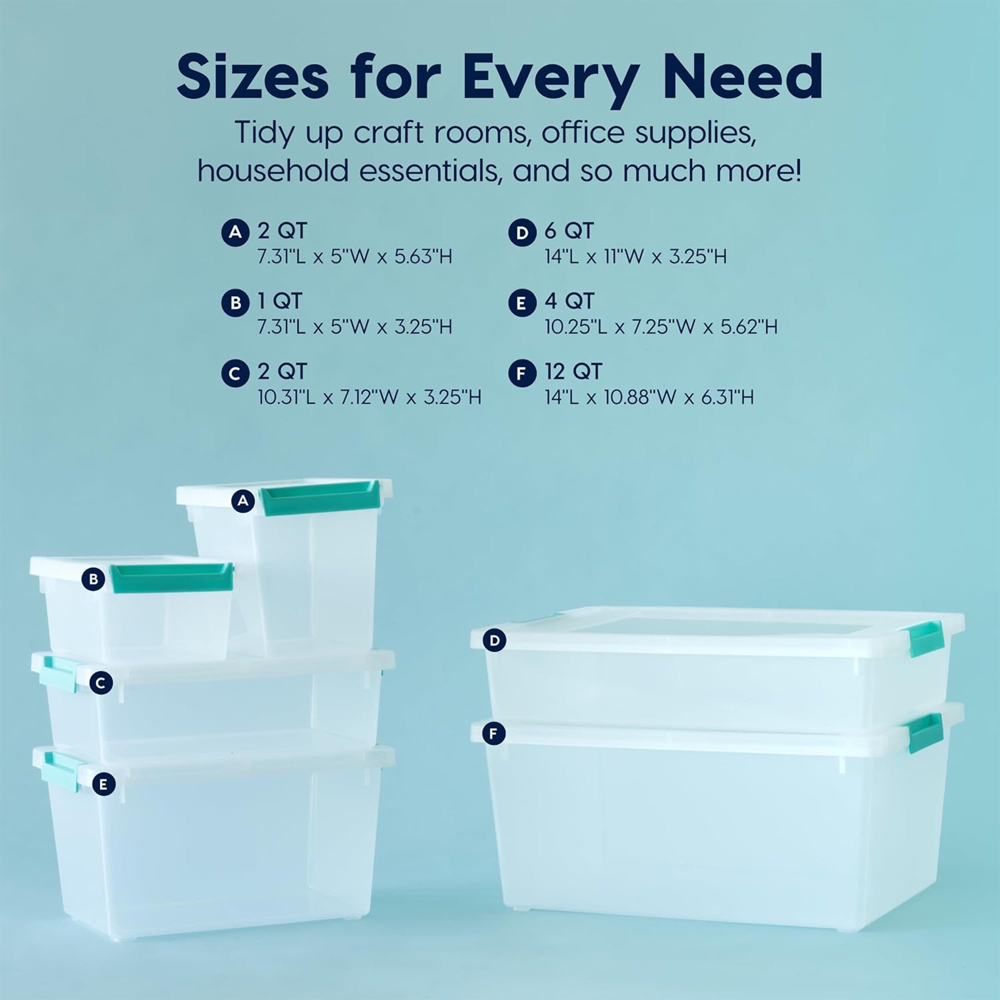 IRIS USA 6 Qt Storage Bins, Plastic Stackable Organizers w/ Lids, Clear, 4 Pack - VMInnovations