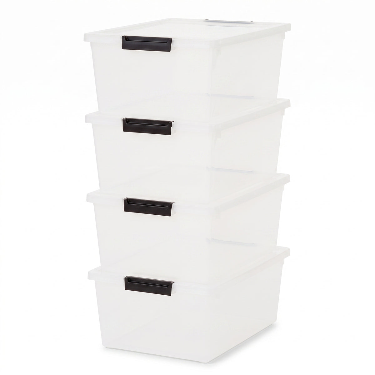 IRIS USA Plastic Storage Bins with Lids, Stackable Containers, 4-Pack, 12 Qt