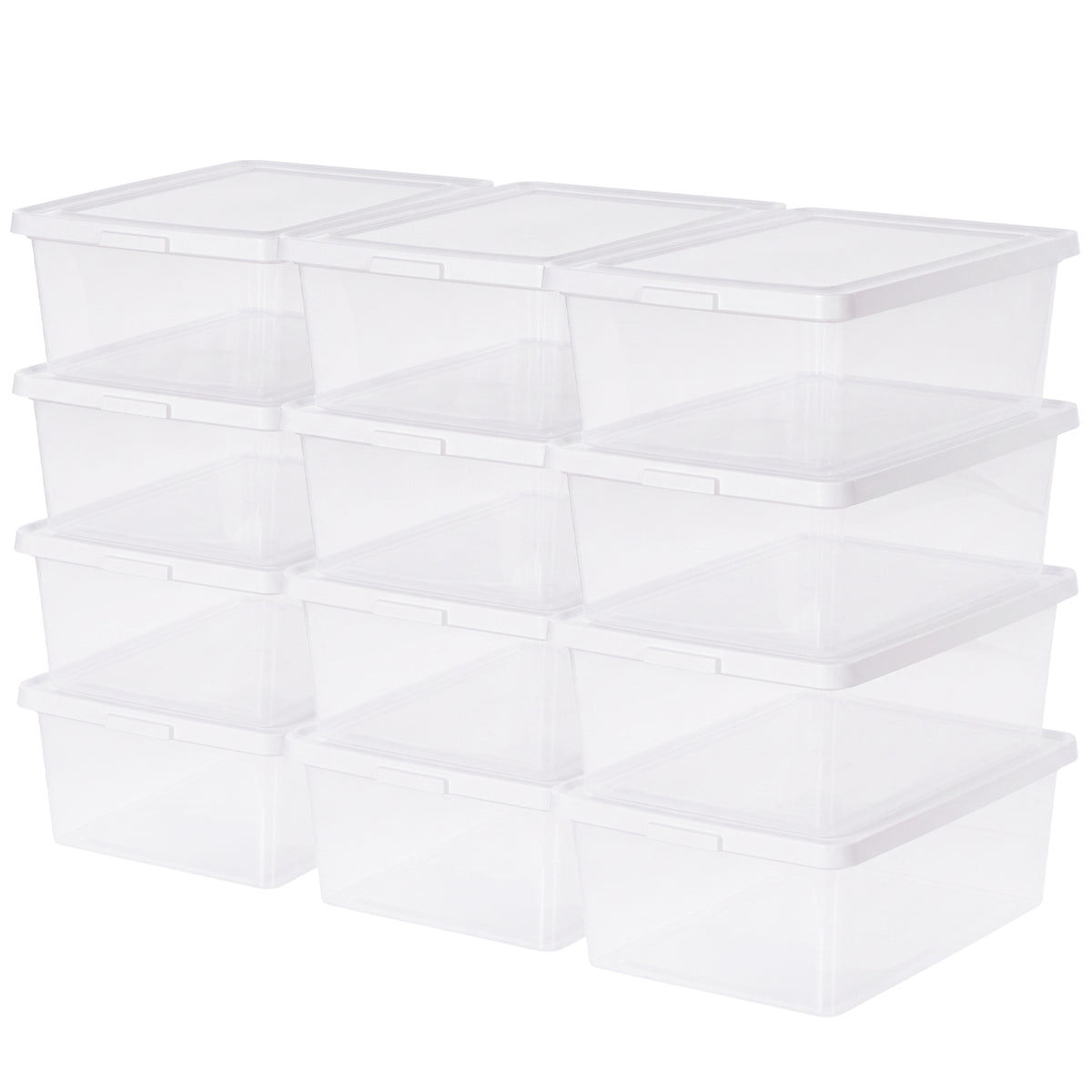 IRIS Storage Bins with Lids, Stackable Clear Plastic Box, 12 Pk 17 Qt (Open Box)