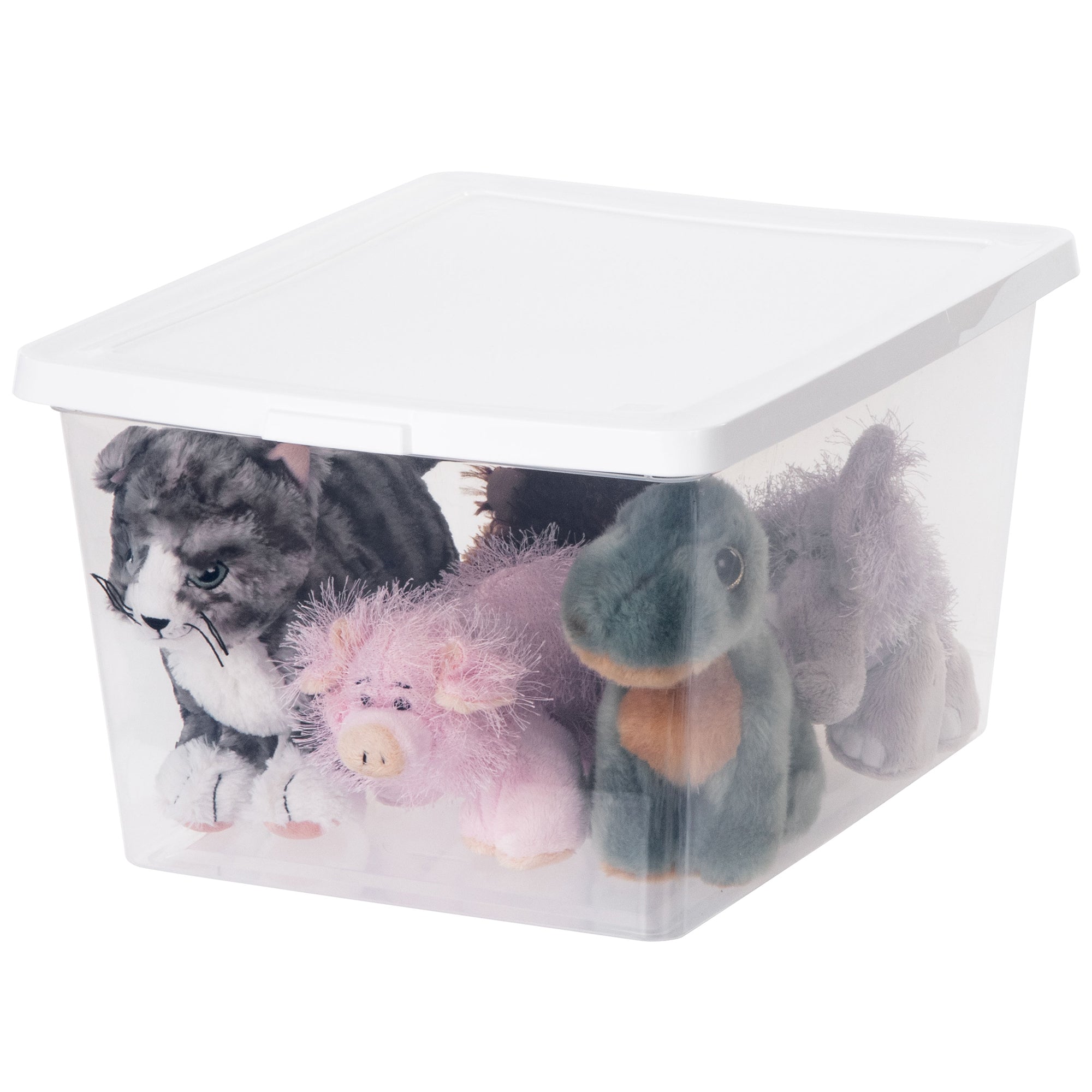 IRIS USA Storage Bins with Lids, Stackable Clear Plastic Box, 4-Pack, 25 Qt - VMInnovations