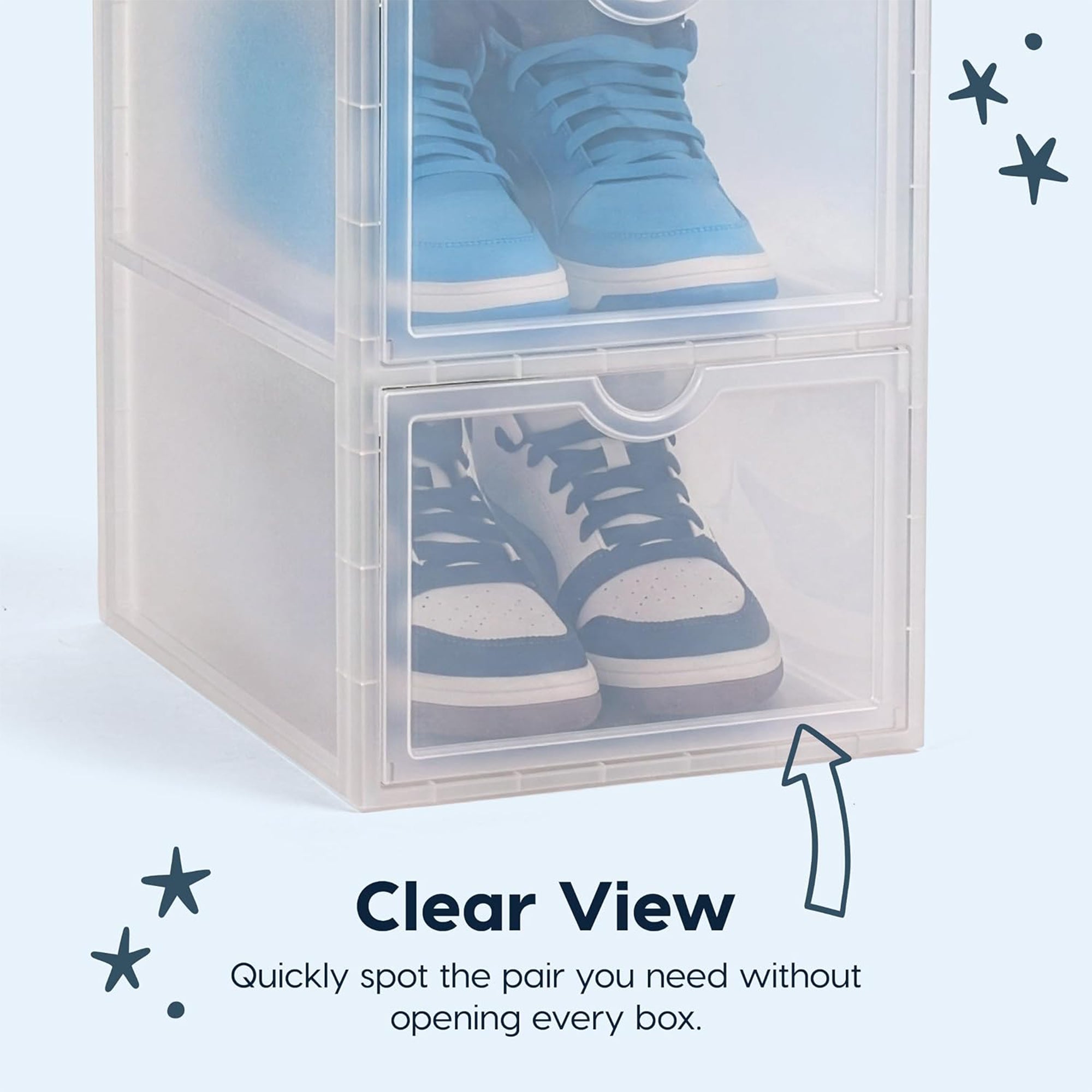 IRIS USA Shoe Box Organizer, 3 Tier Stackable Clear Storage Bin for Shoes
