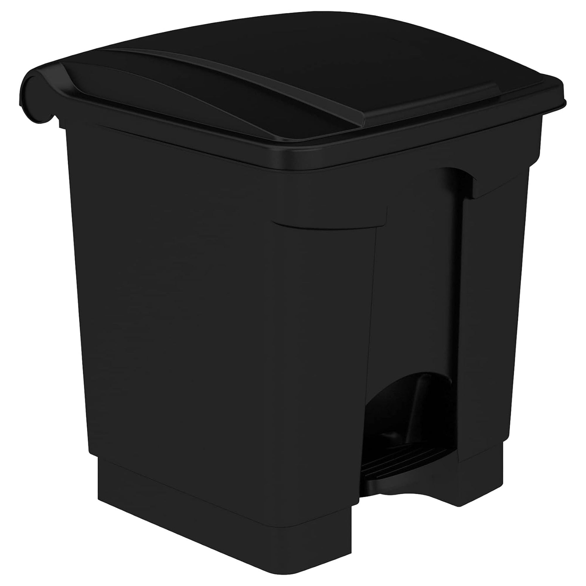 Safco Step On Trash Can with Foot Pedal, 8 Gallon Plastic Waste Bin, Black - VMInnovations