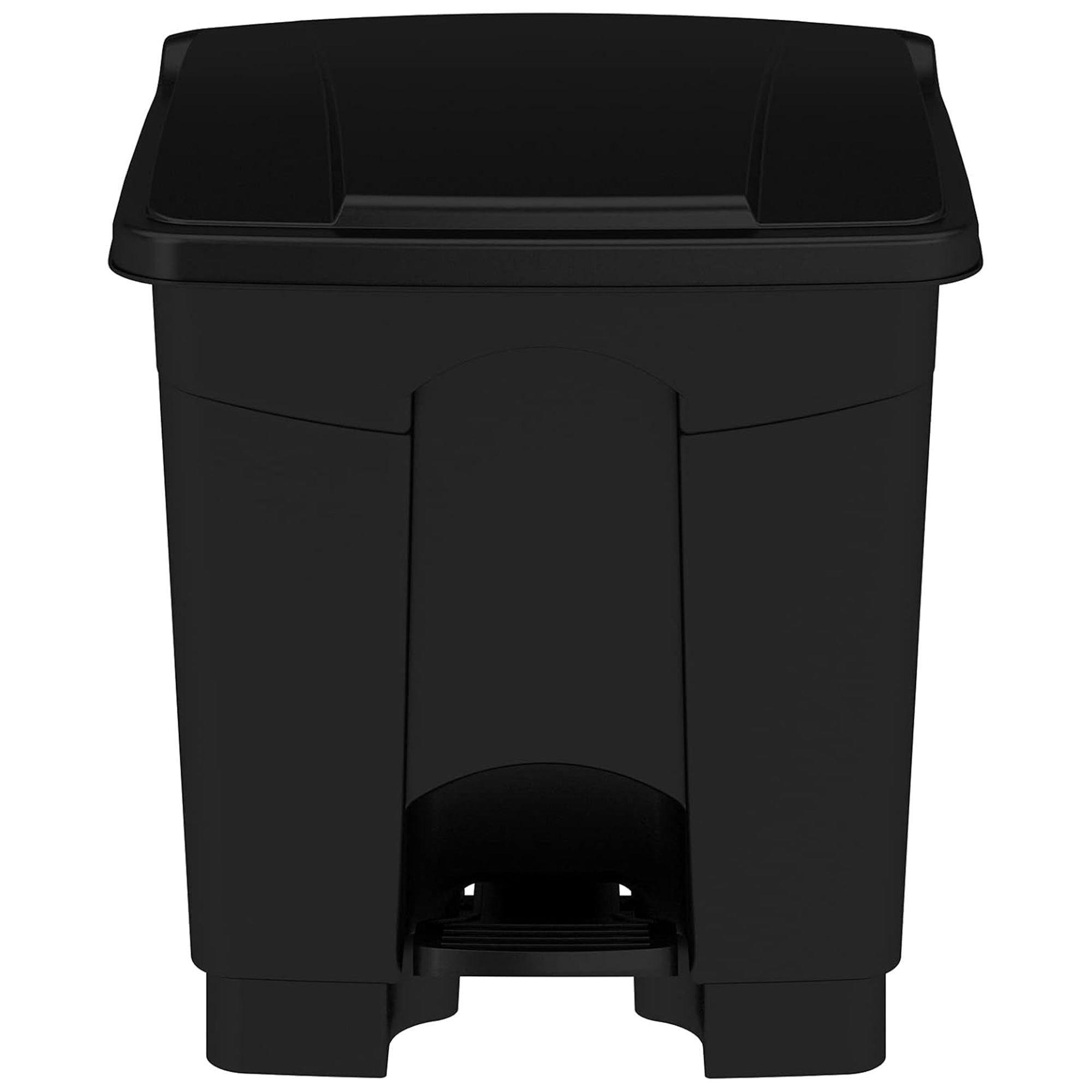 Safco Step On Trash Can with Foot Pedal, 8 Gallon Plastic Waste Bin, Black - VMInnovations