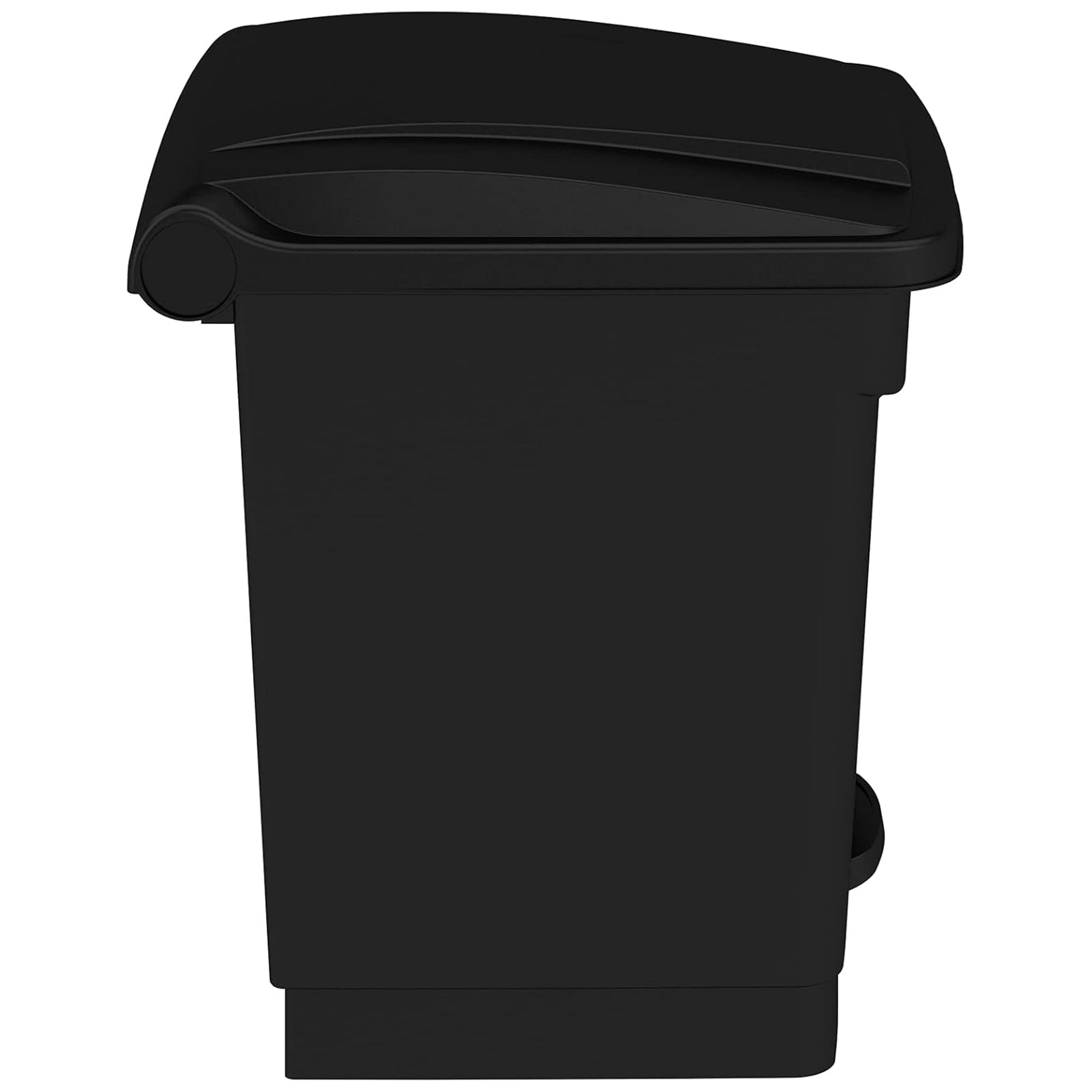 Safco Step On Trash Can with Foot Pedal, 8 Gallon Plastic Waste Bin, Black - VMInnovations