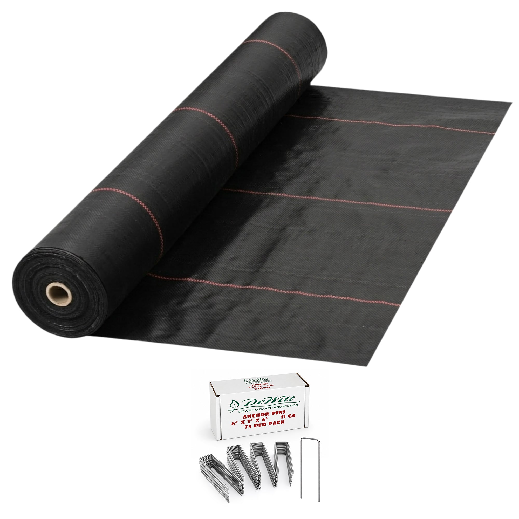 DeWitt UltraWeb 3000 4' x 100' Landscape Fabric and 6" Anchoring Pins, 75 Count
