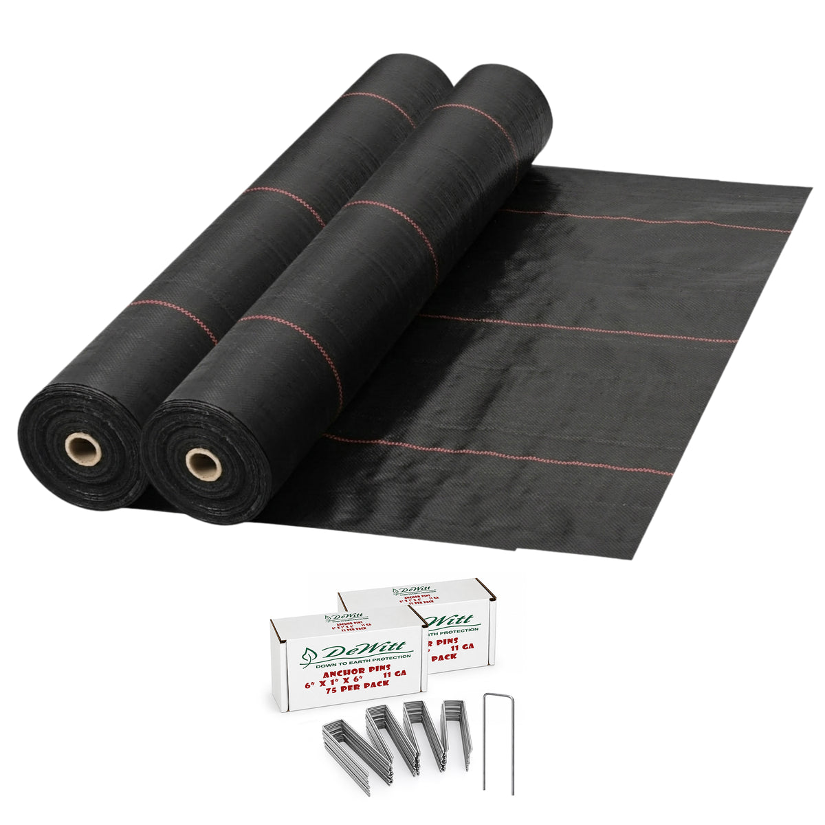 DeWitt 2 Pack UltraWeb 4' x 100' Landscape Fabric & 6" Anchoring Pins, 150 Count