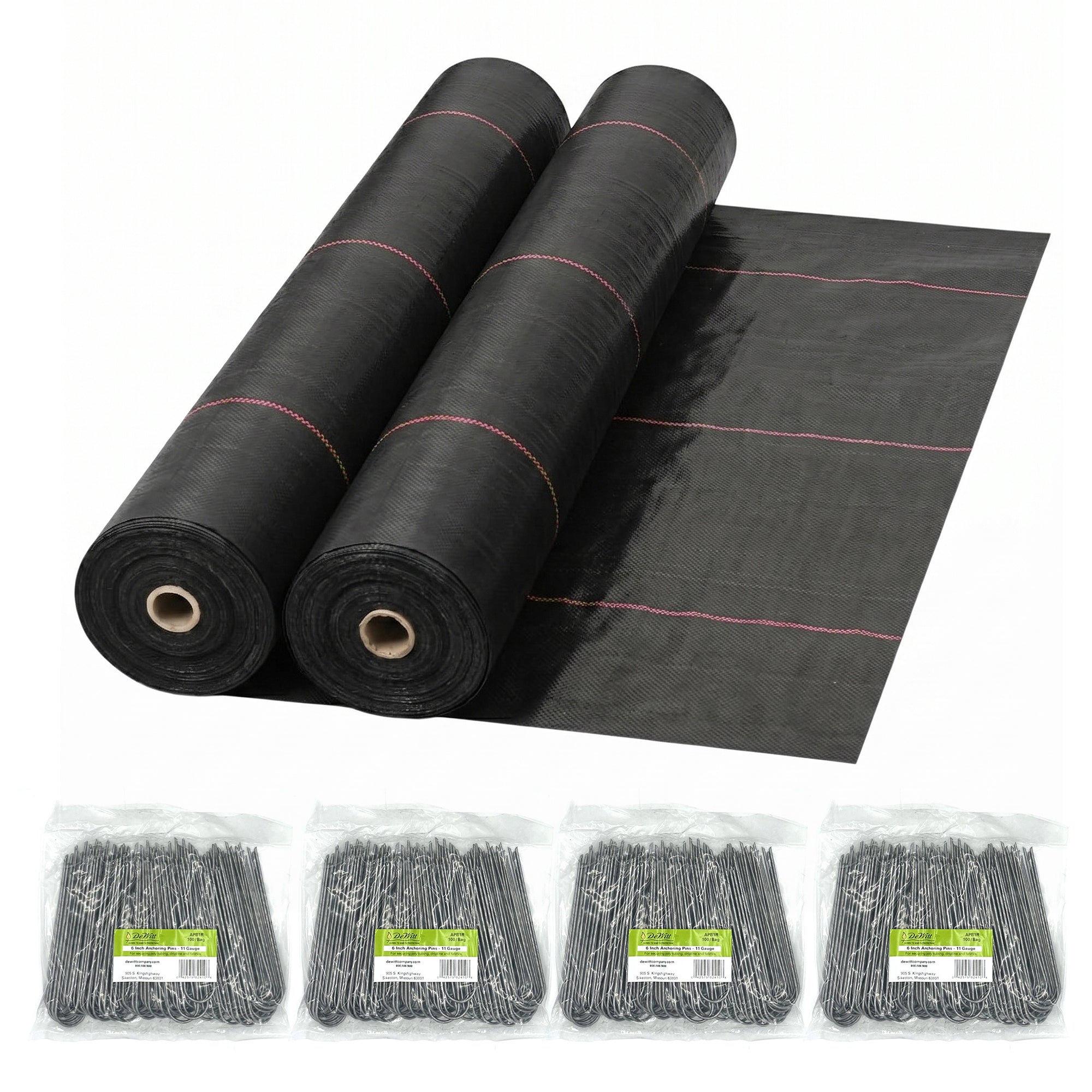 DeWitt 2 Pack UltraWeb 4' x 300' Landscape Fabric & 6" Anchoring Pins, 400 Count