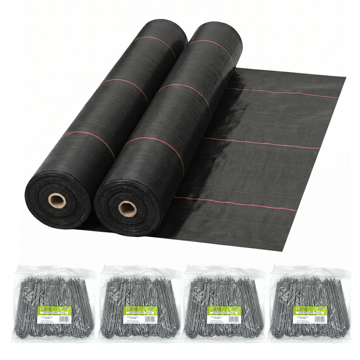 DeWitt 2 Pack UltraWeb 4' x 300' Landscape Fabric & 6" Anchoring Pins, 400 Count
