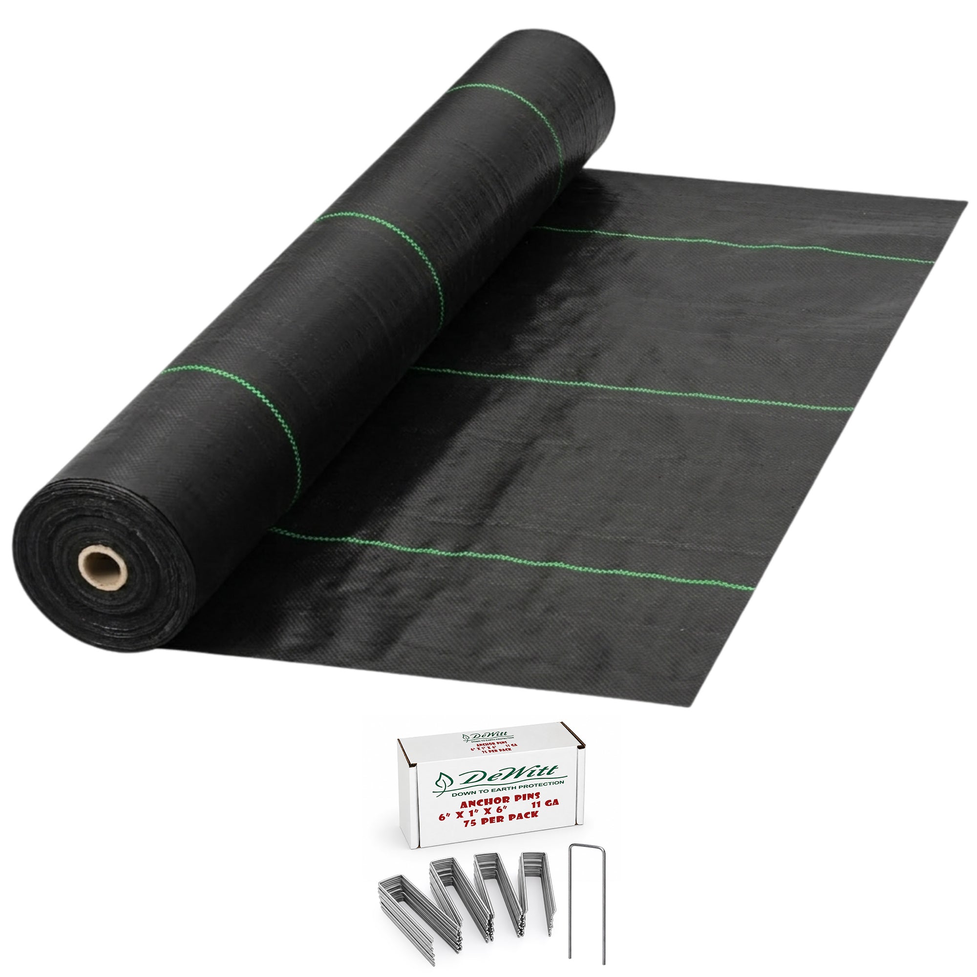 DeWitt Earthmat Woven 4' x 100' Ground Cover and 6" Anchoring Pins, 75 Count