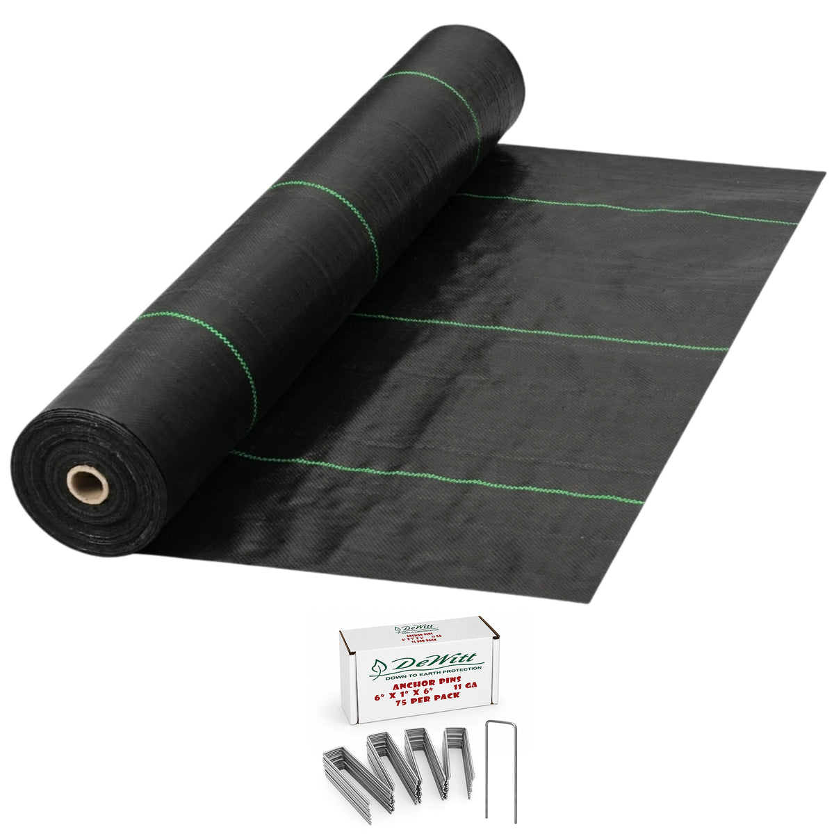 DeWitt Earthmat Woven 4' x 100' Ground Cover and 6" Anchoring Pins, 75 Count