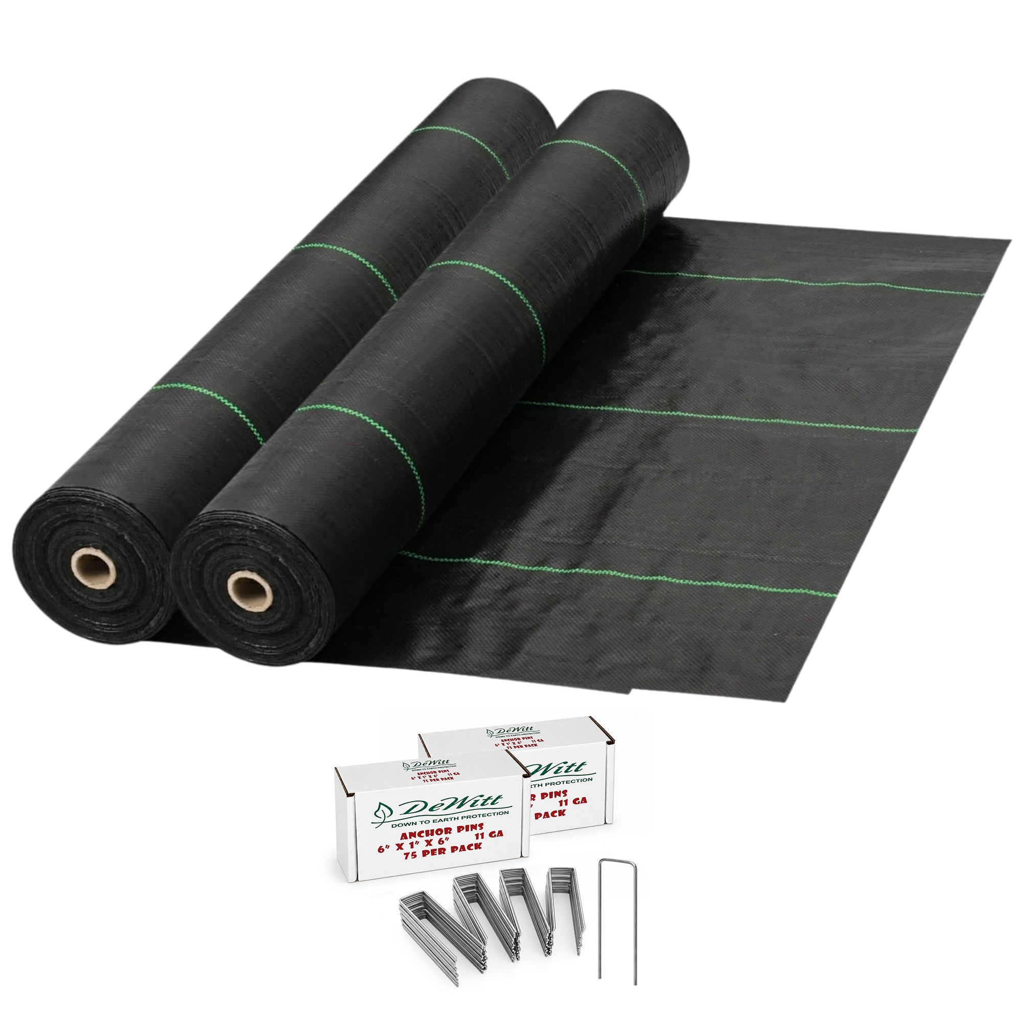 DeWitt 2 Pack Earthmat 4' x 100' Ground Cover & 6" Anchoring Pins, 150 Count