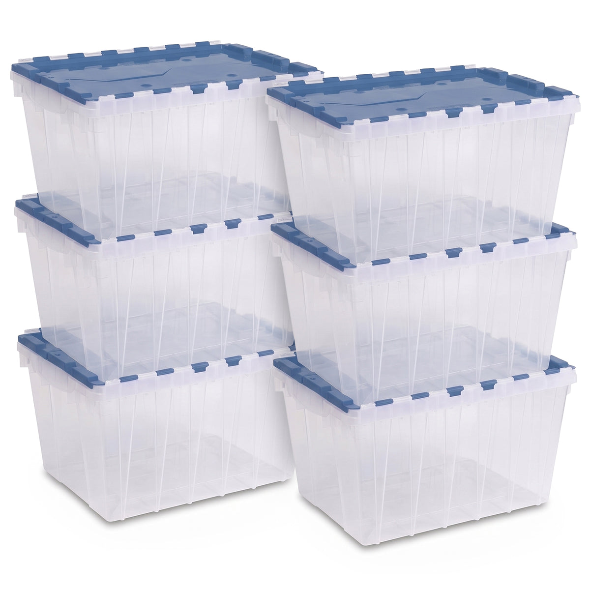 Akro-Mils 6 Pack KeepBox 12 Gal Plastic Storage Bin, Stackable Tote with Lid