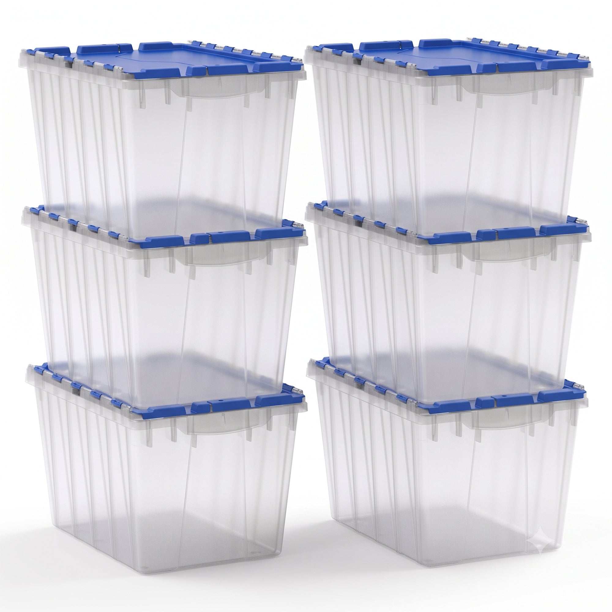Akro-Mils 6 Pack KeepBox 12 Gal Plastic Storage Bin, Stackable Tote with Lid