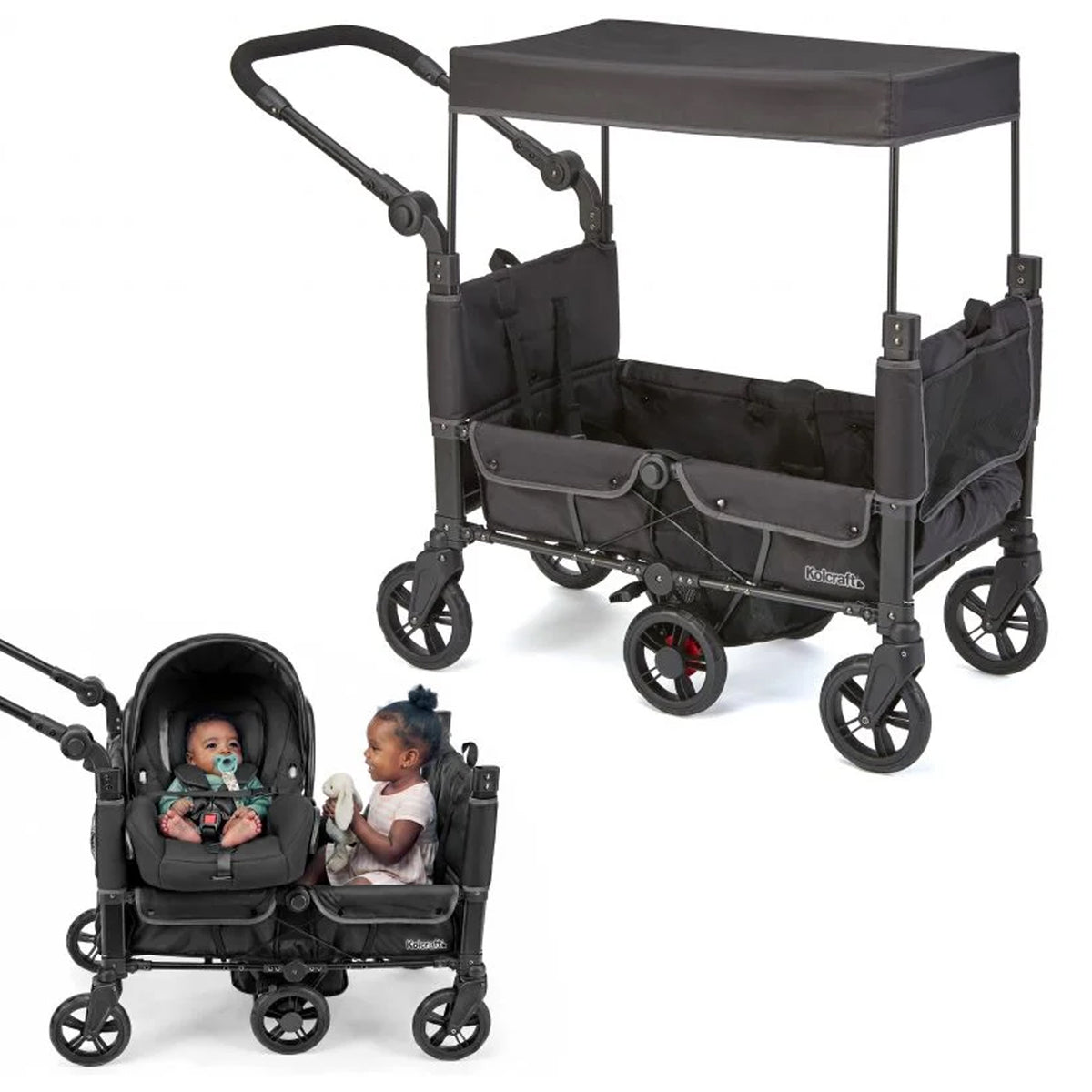 Kolcraft 360 Cloud Plus Stroller Wagon W Foldable Design Seat Straps (Open Box) - VMInnovations