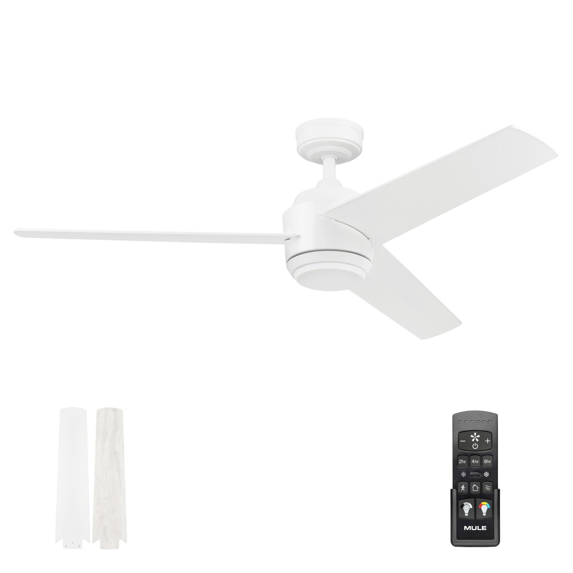 Mule Halona 52 Inch Damp-Rated Ceiling Fan With LED Light, Remote, White