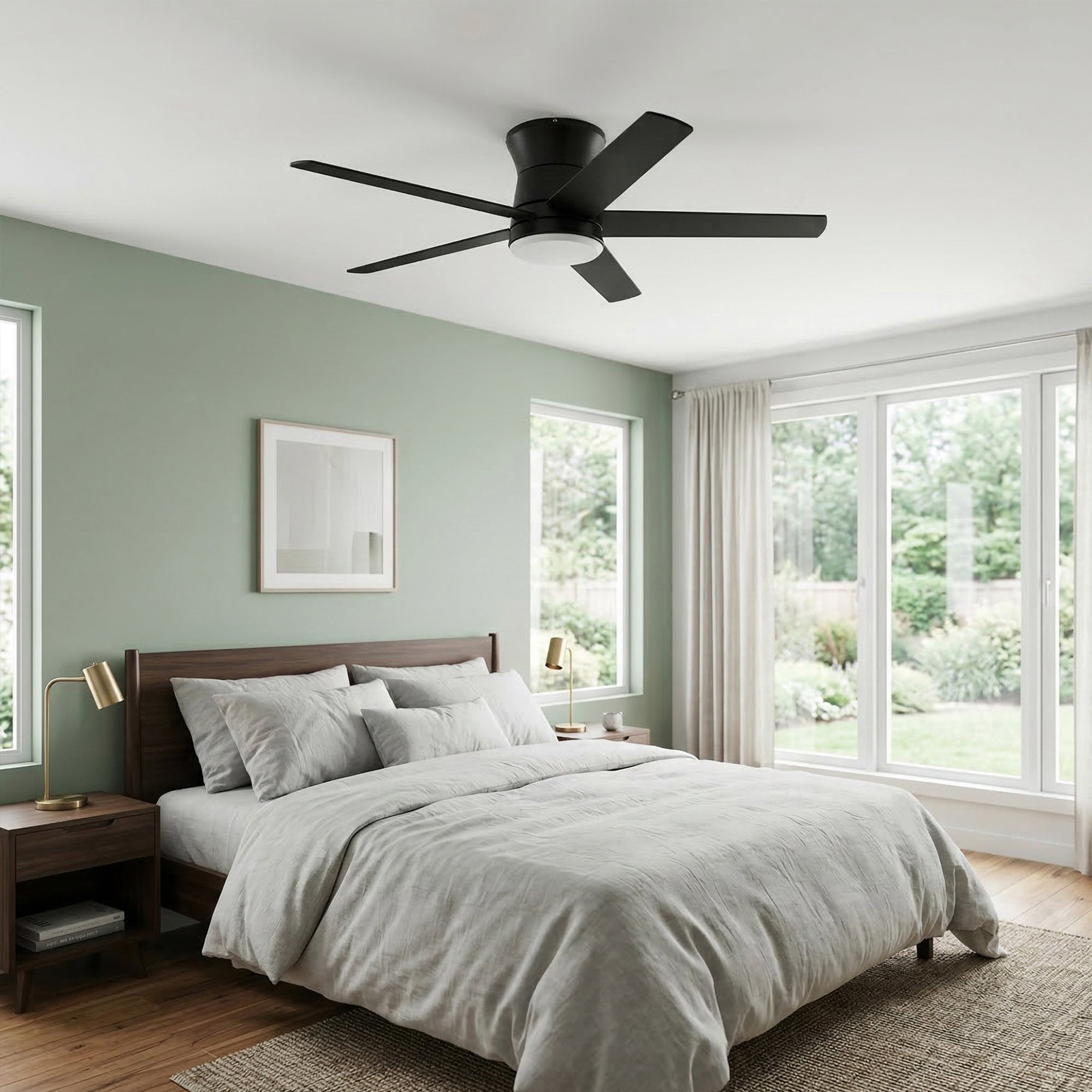 Mule Grayson 52 Inch Hugger Ceiling Fan With LED Light, Remote, Matte Black