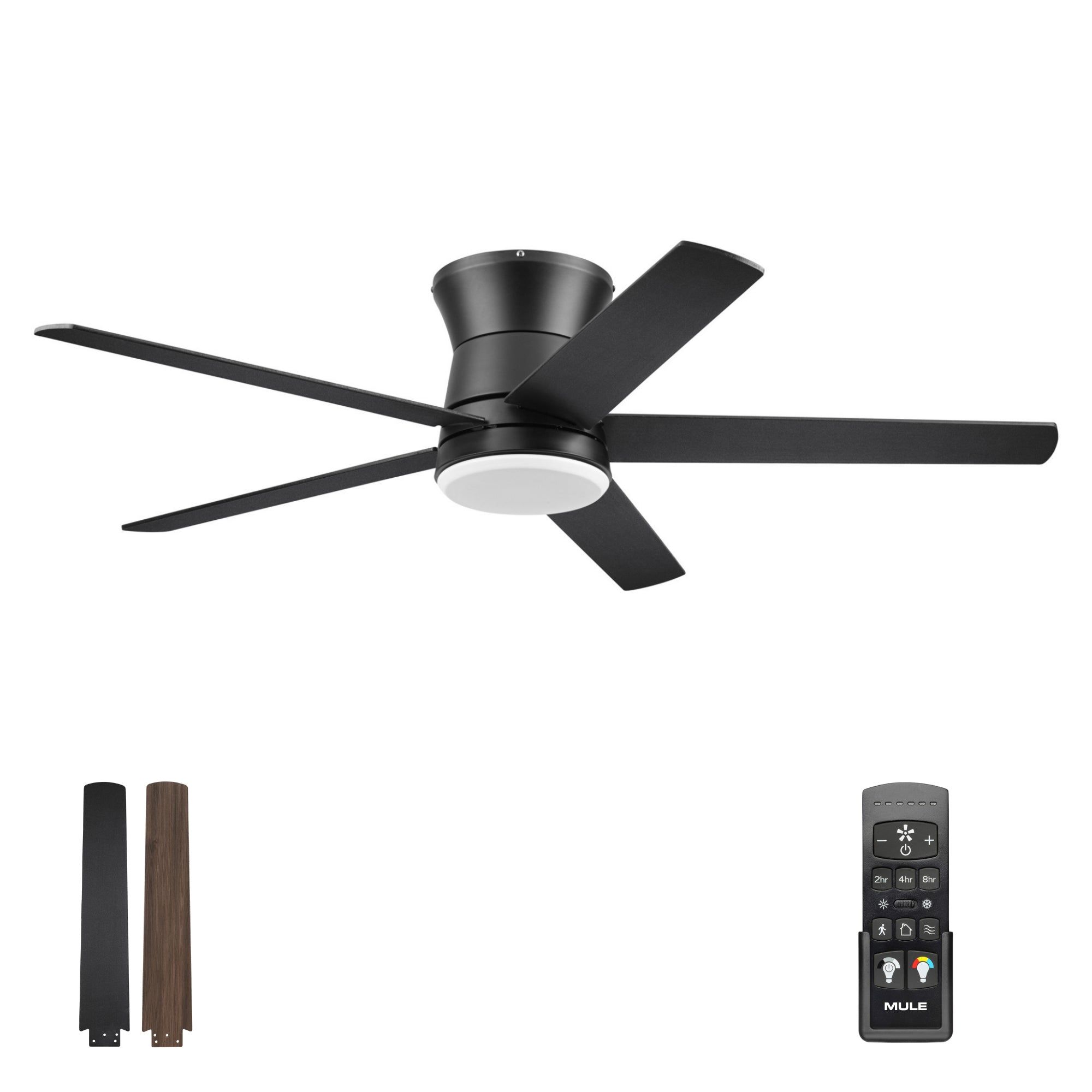 Mule Grayson 52 Inch Hugger Ceiling Fan With LED Light, Remote, Matte Black