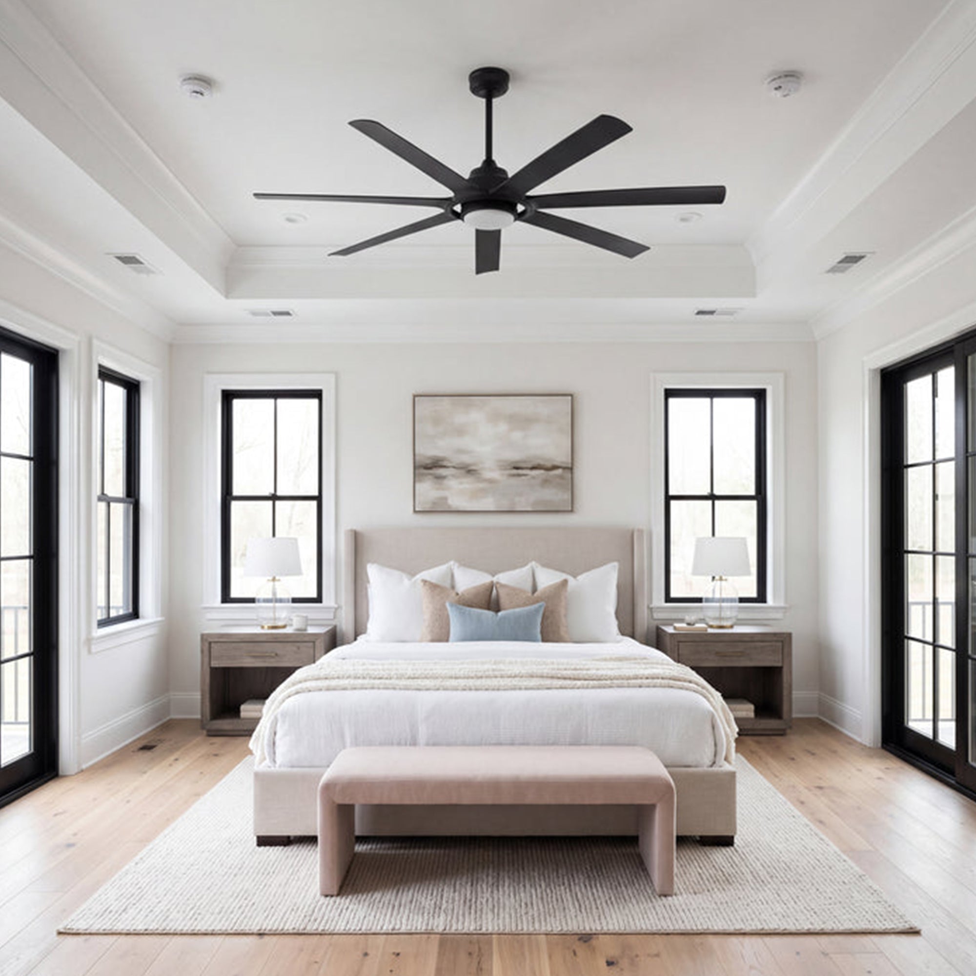 Mule Sterling 70 Inch Sterling Indoor/Covered Outdoor Ceiling Fan, Matte Black
