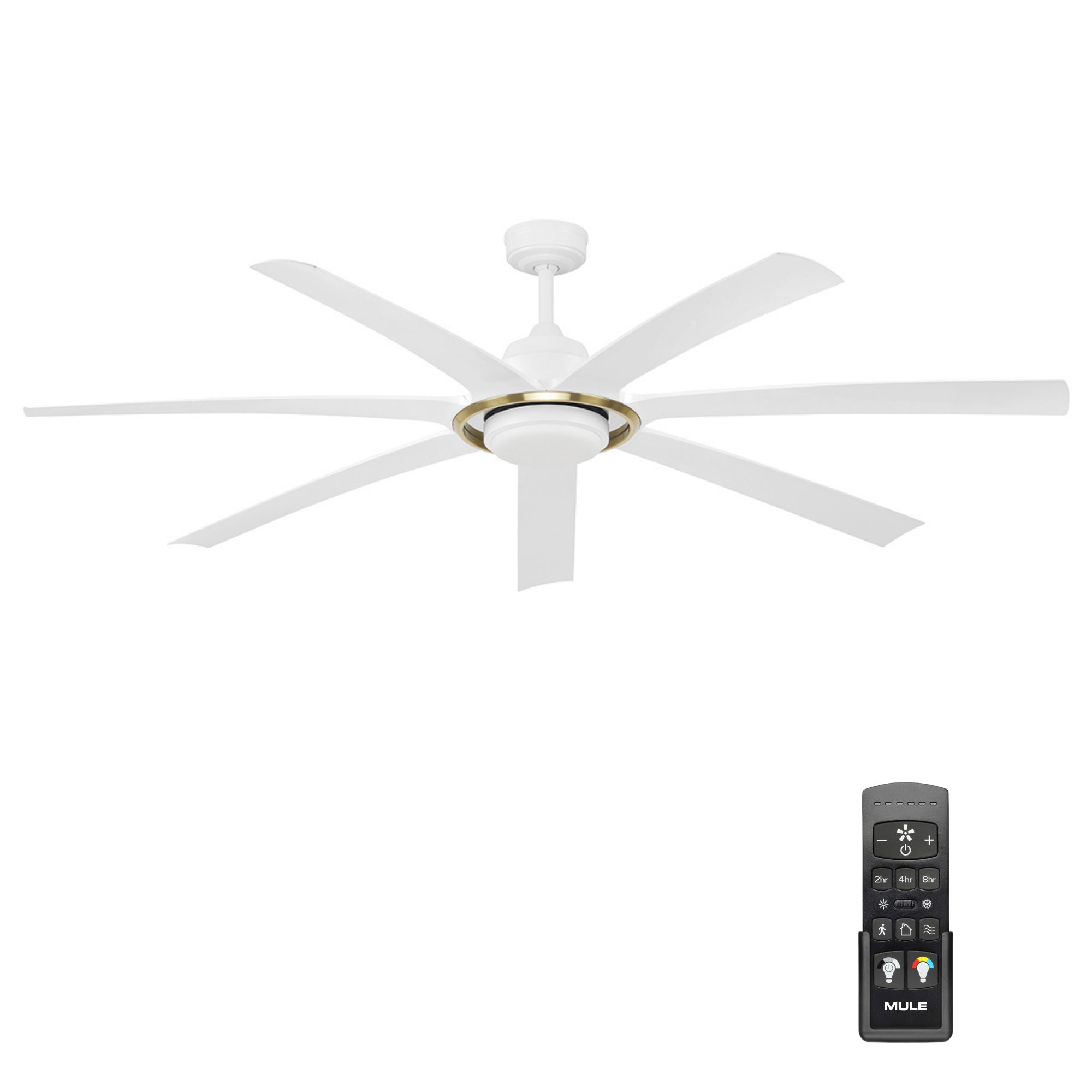 Mule Sterling 70 Inch Sterling Indoor/Covered Outdoor Ceiling Fan, White/Gold