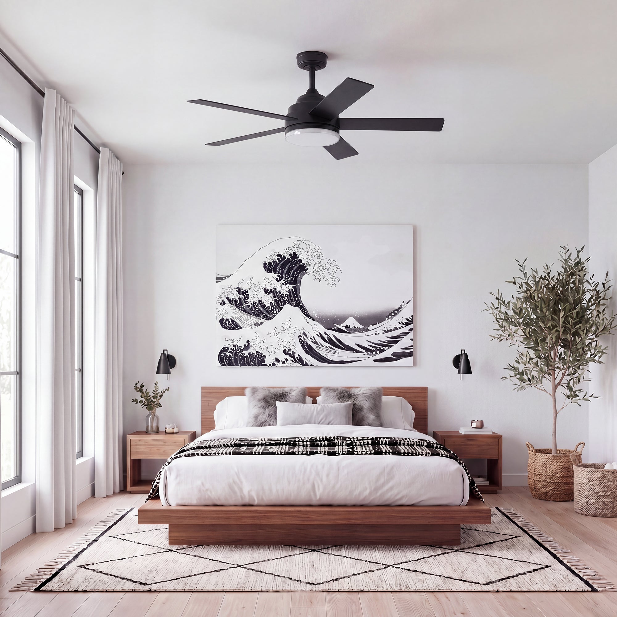 Mule Carver 52 Inch Ceiling Fan with LED Light, Remote, DC Motor, Matte Black