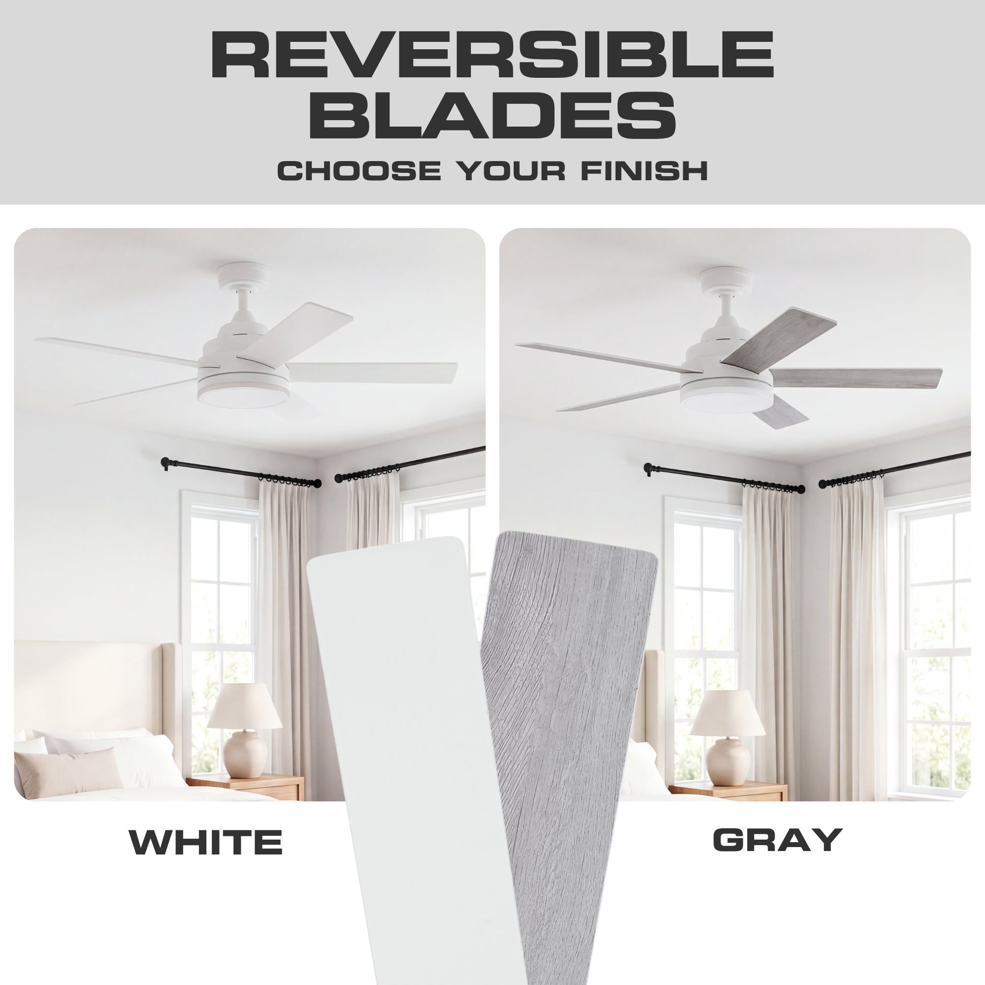 Mule Carver 52 Inch Ceiling Fan with LED Light, Remote, DC Motor, White
