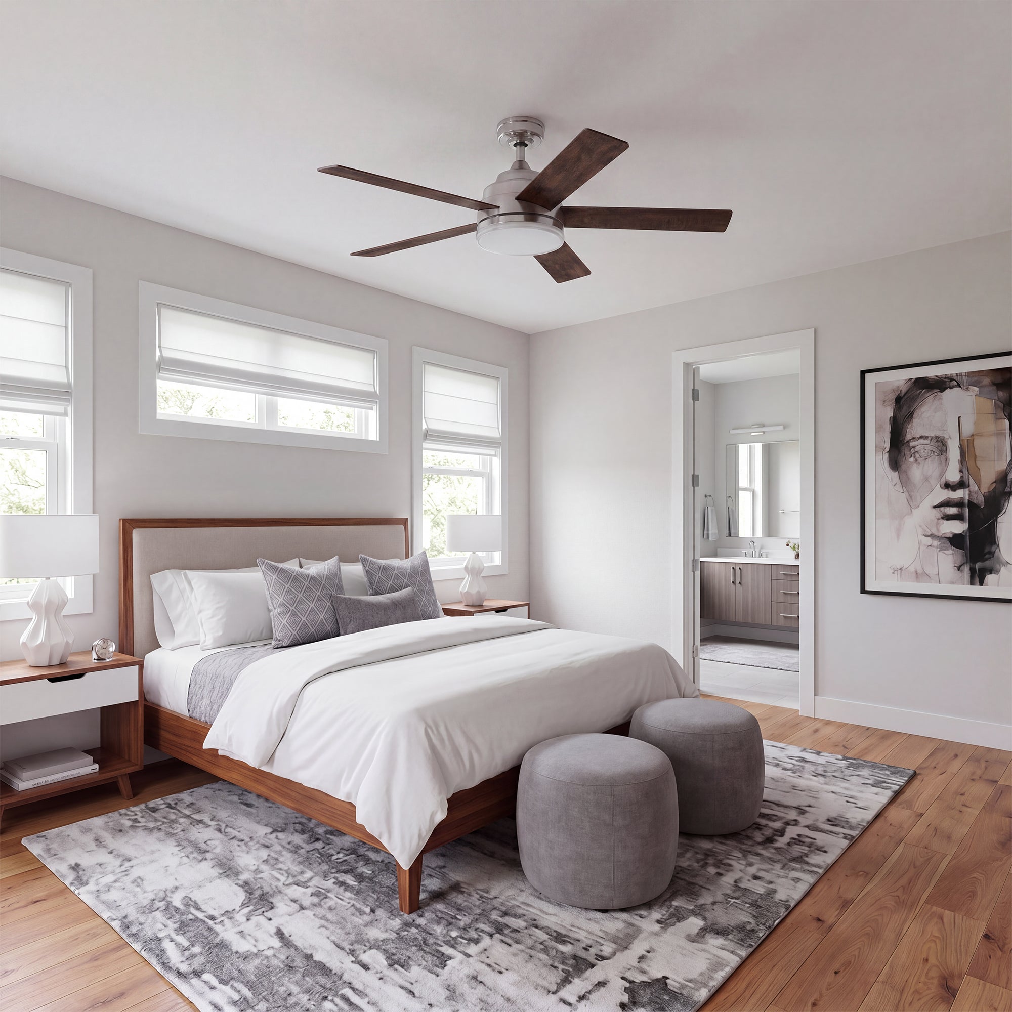 Mule Carver 52 Inch Ceiling Fan with LED Light, Remote, DC Motor, Brushed Nickel