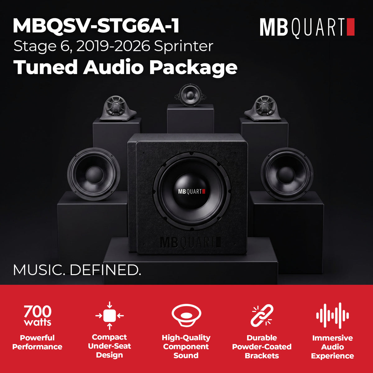 MB Quart Tuned Audio Package, 19-26 Mercedes-Benz Sprinter, Stage 6 System, 700W