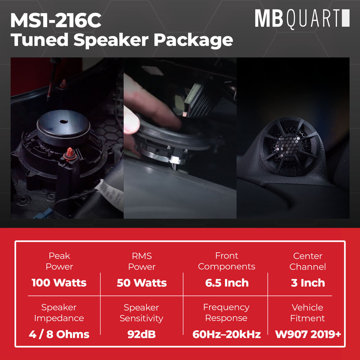 MB Quart 6.5" Front Speaker & 3" Center Dash Speaker for 19-26 Mercedes Sprinter