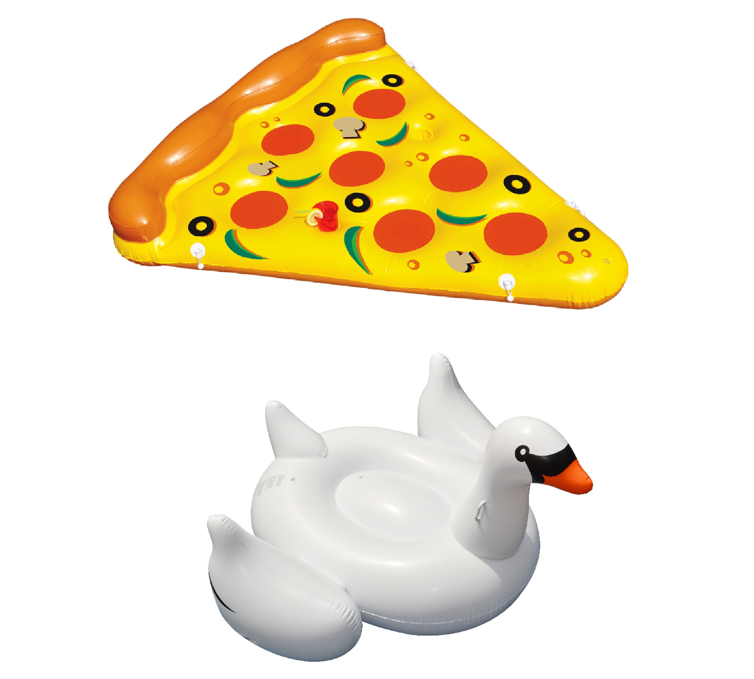 Swimline Pizza Slice Inflatable Pool Float & Giant Swan Inflatable Ride-On Float