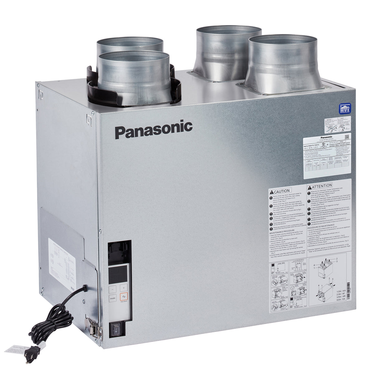 Panasonic BalancedHome Elite 120 Energy Recovery Ventilator, Top Port, 30-120CFM