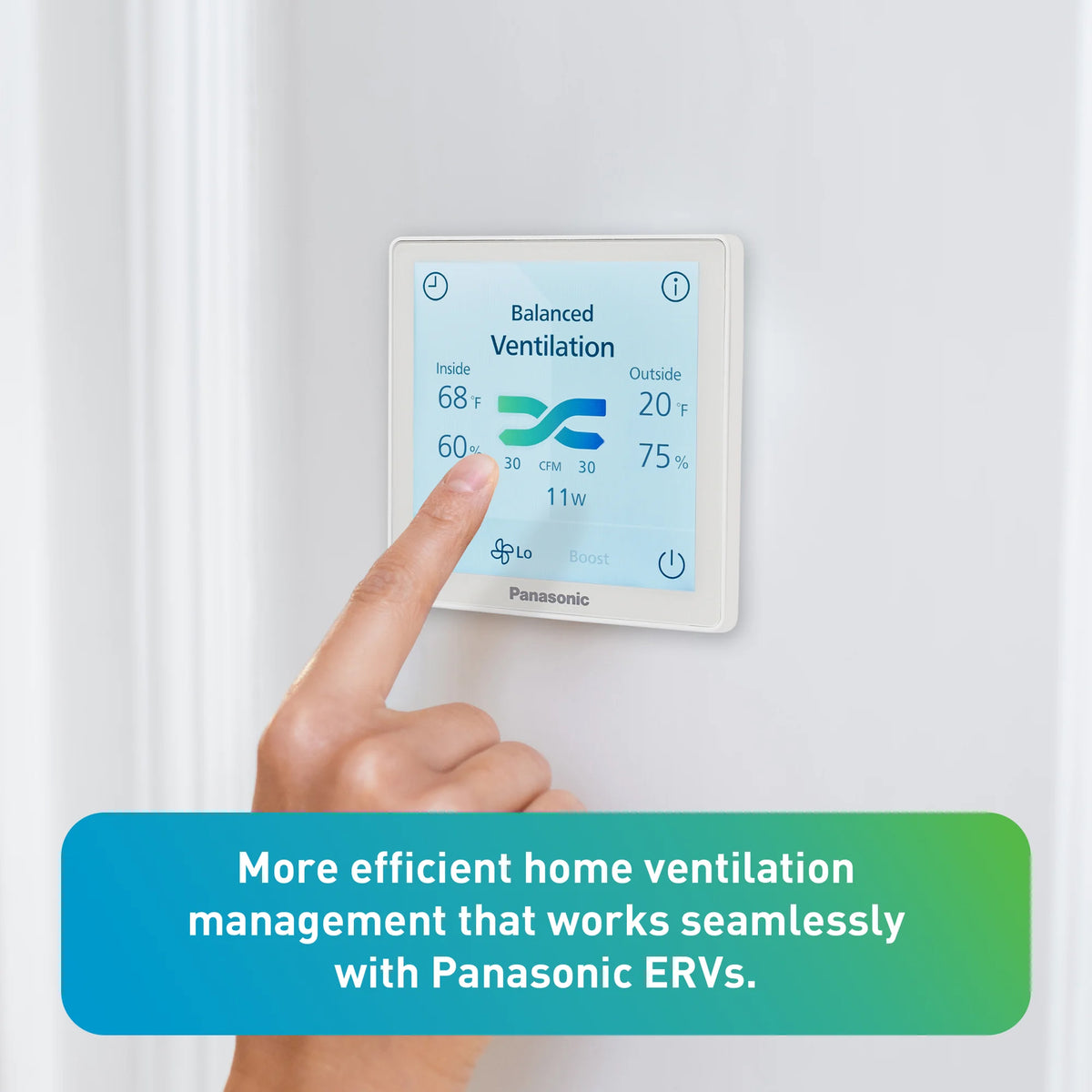 Panasonic Intelli-Balance and BalancedHome ERV Touchscreen Wall Control Panel