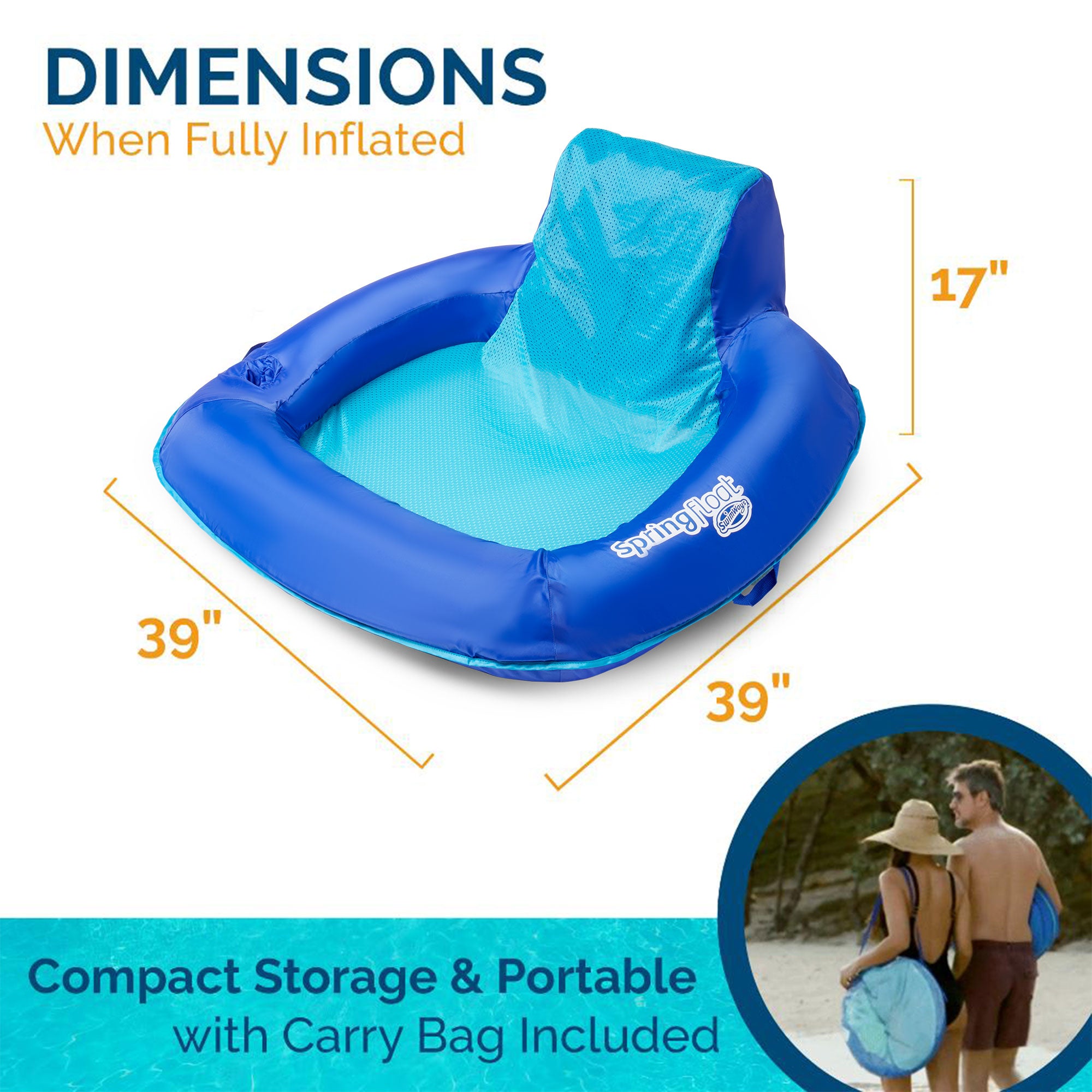SwimWays Spring Float SunSeat Floating Pool Lounge Chair (Open Box)