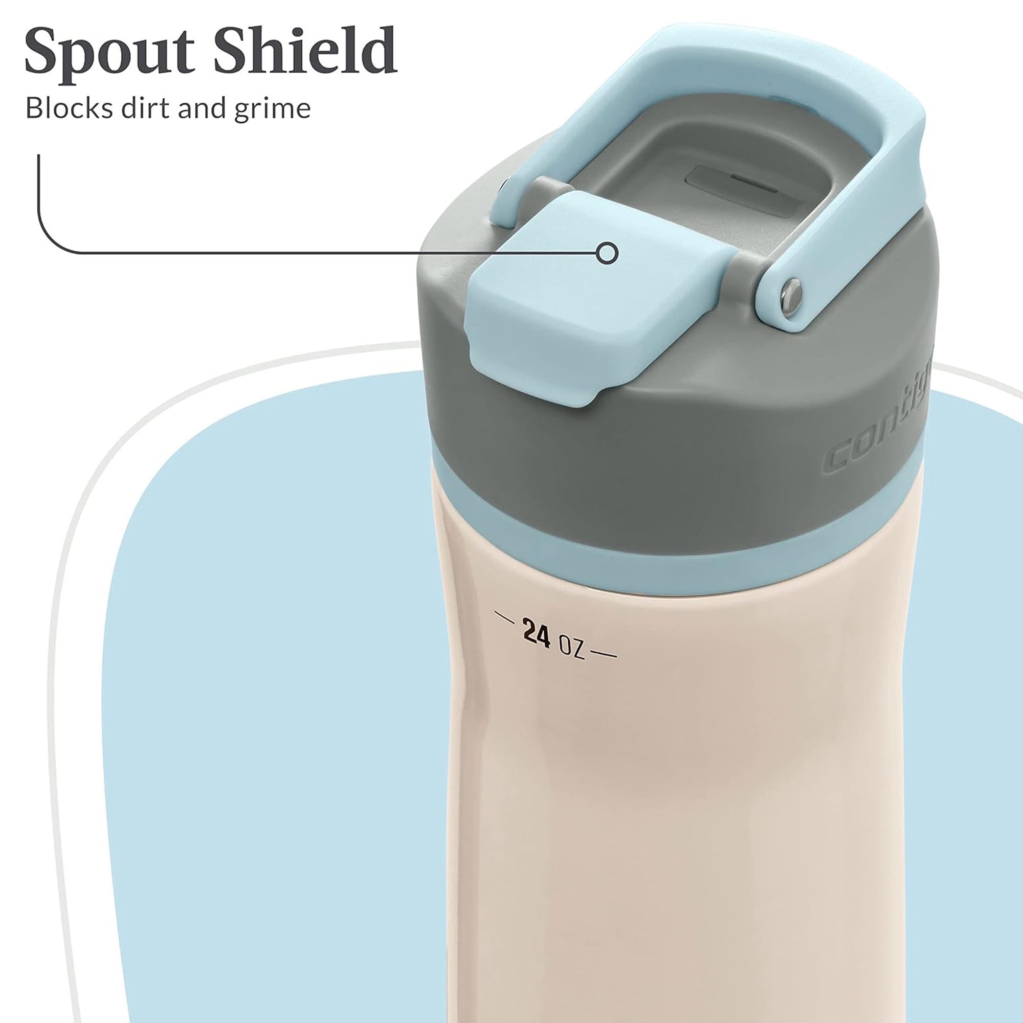 Contigo Clybourn Chill Stainless Steel FreeFlow Filter Water Bottle, 24 oz, Salt