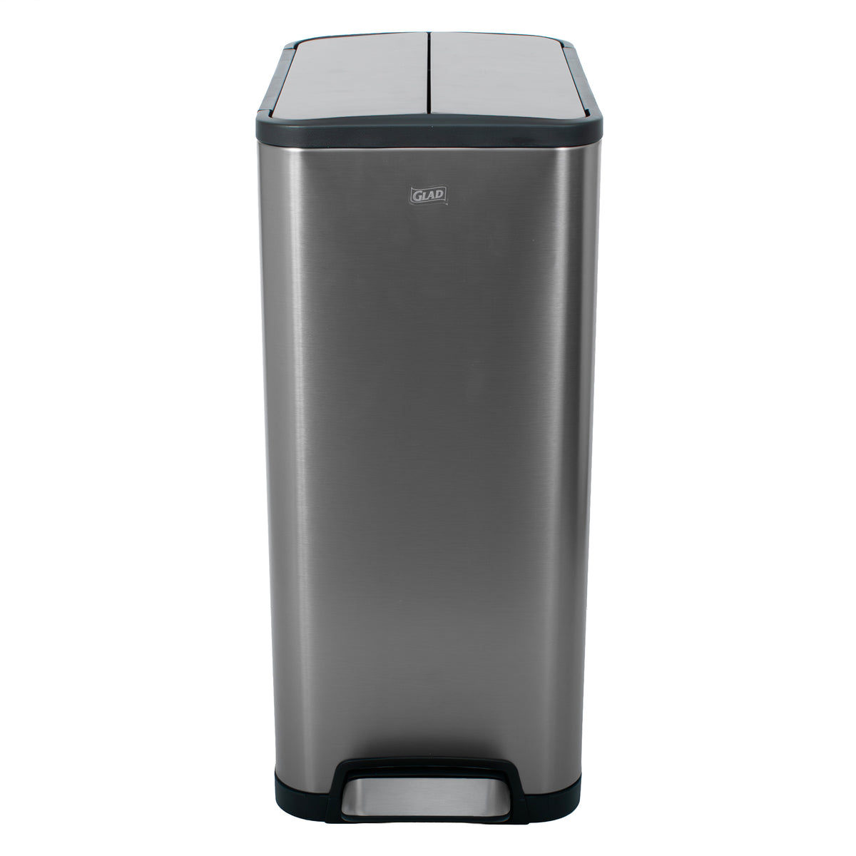 Glad 30L Stainless Steel Kitchen Trash Can with Wide Butterfly Opening, Gunmetal - VMInnovations