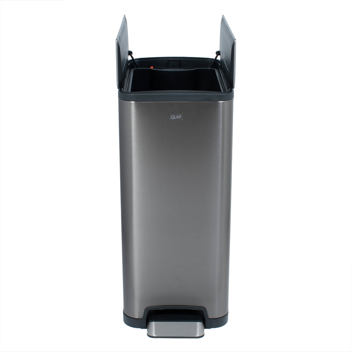 Glad 30L Stainless Steel Kitchen Trash Can with Wide Butterfly Opening, Gunmetal - VMInnovations