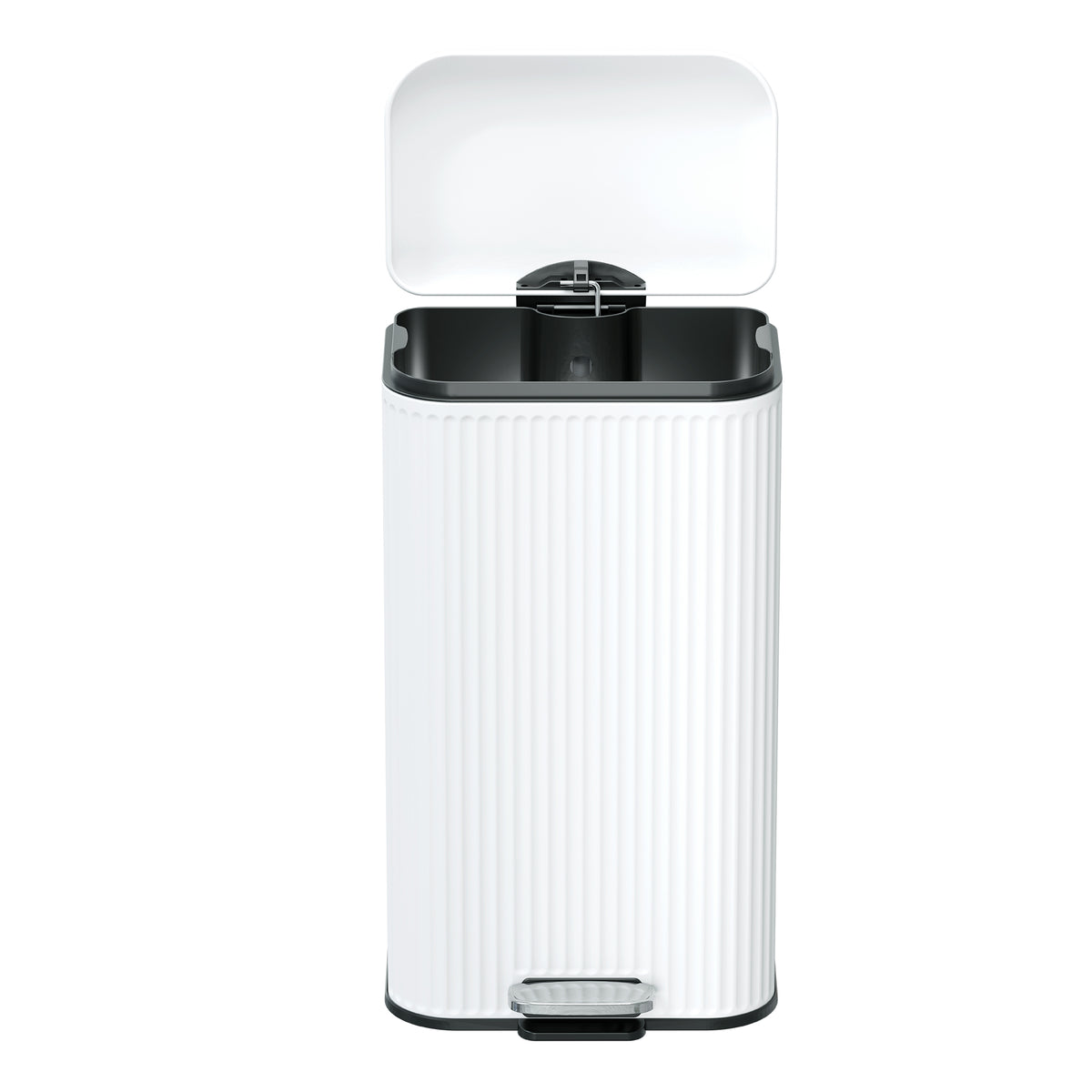Clorox 30L Flute Stainless Steel Step Trash Can with Soft-Close Lid, White