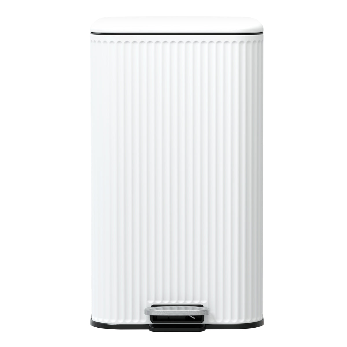 Clorox 30L Flute Stainless Steel Step Trash Can with Soft-Close Lid, White
