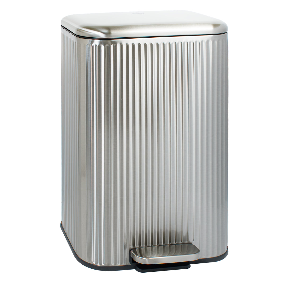 Clorox 50L Flute Stainless Steel Step Trash Can with Soft-Close Lid, Silver