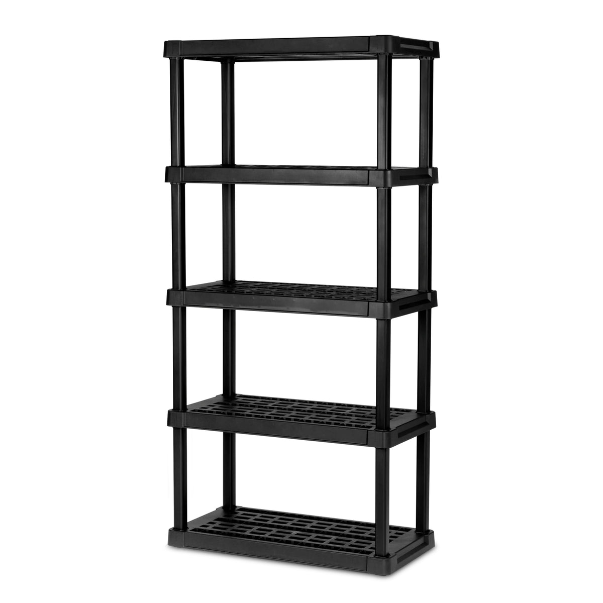 Sterilite 5 Shelf Plastic Storage Shelving Unit for Garage and Workshop, Black - VMInnovations