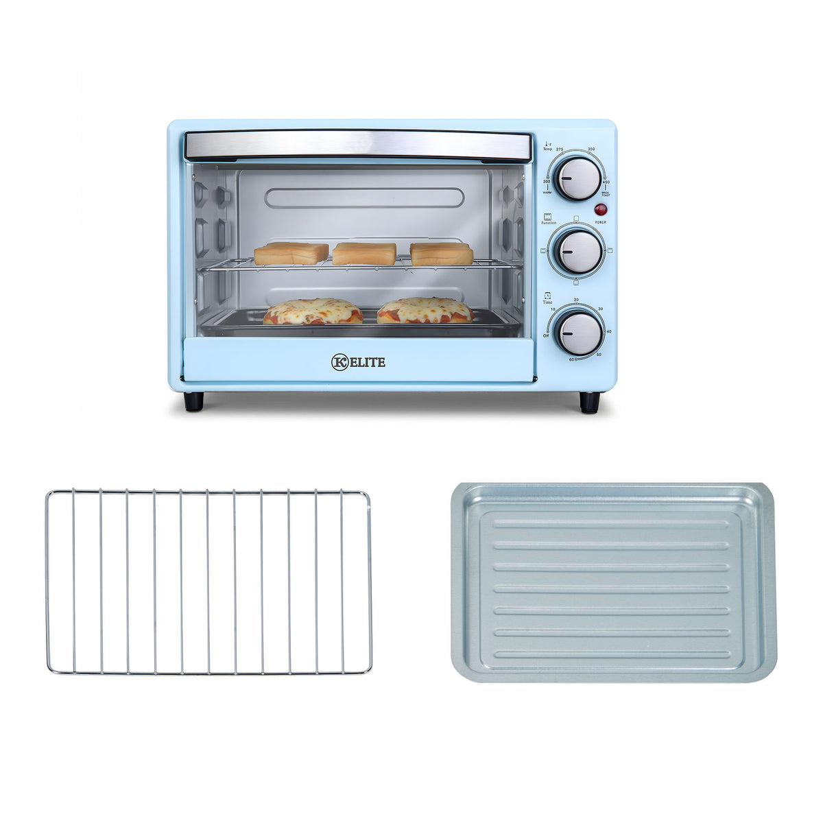 Kitchen Elite Toaster Oven, Compact Countertop Appliance with Bake Tray, Blue