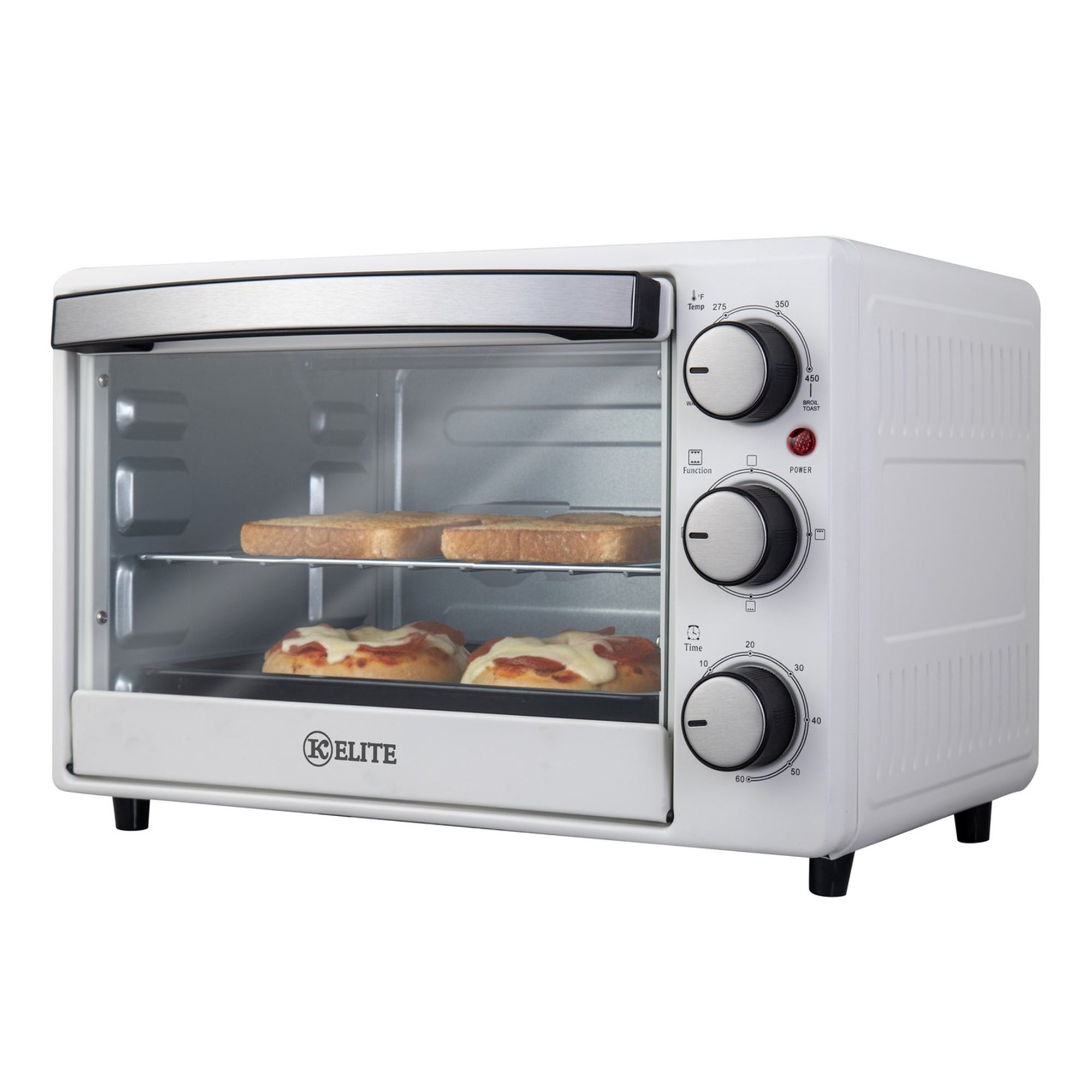 Kitchen Elite Toaster Oven, Compact Countertop Appliance with Bake Tray, White