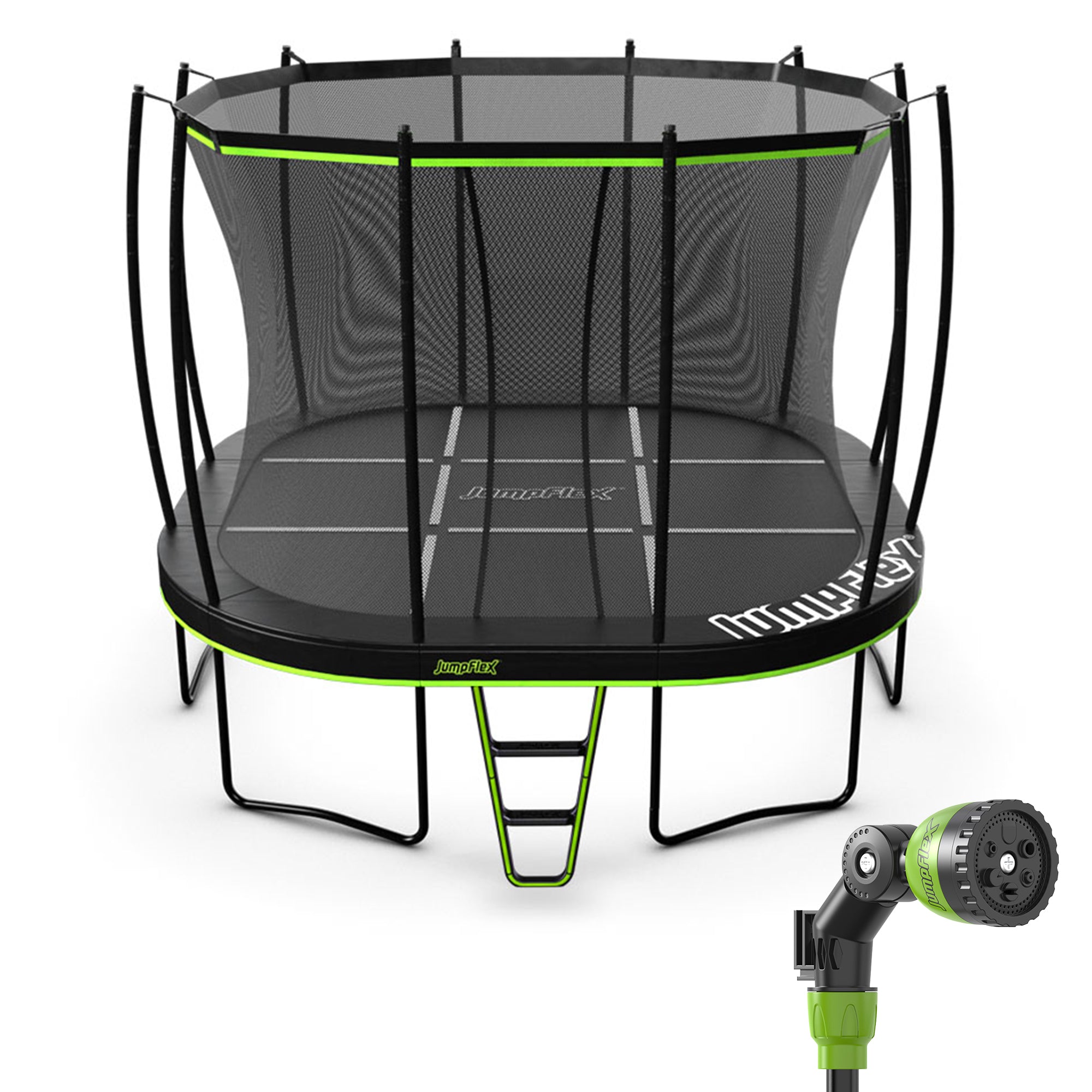 JumpFlex MEGA 14' Trampoline Playset with AquaJet Multi-Spray Sprinkler Hose - VMInnovations